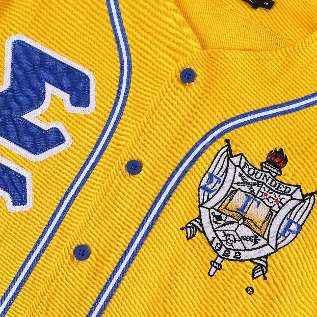 SGRHO Gold Button-Up Baseball Jersey