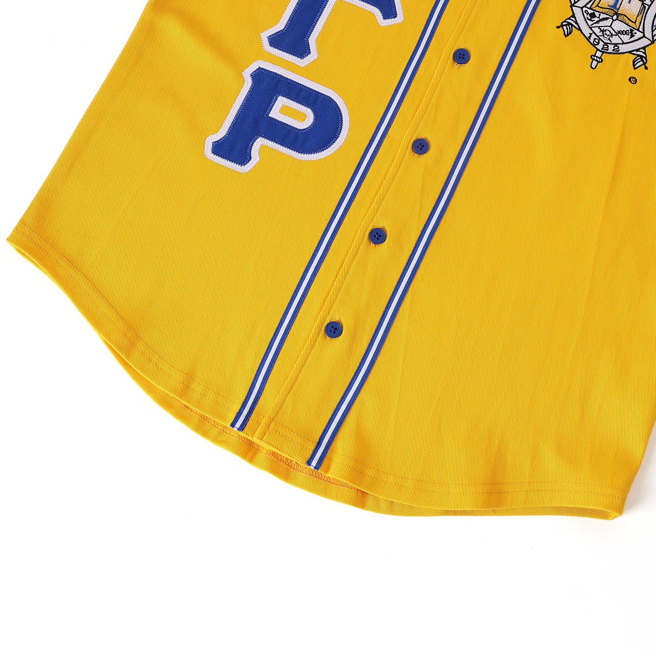 SGRHO Gold Button-Up Baseball Jersey