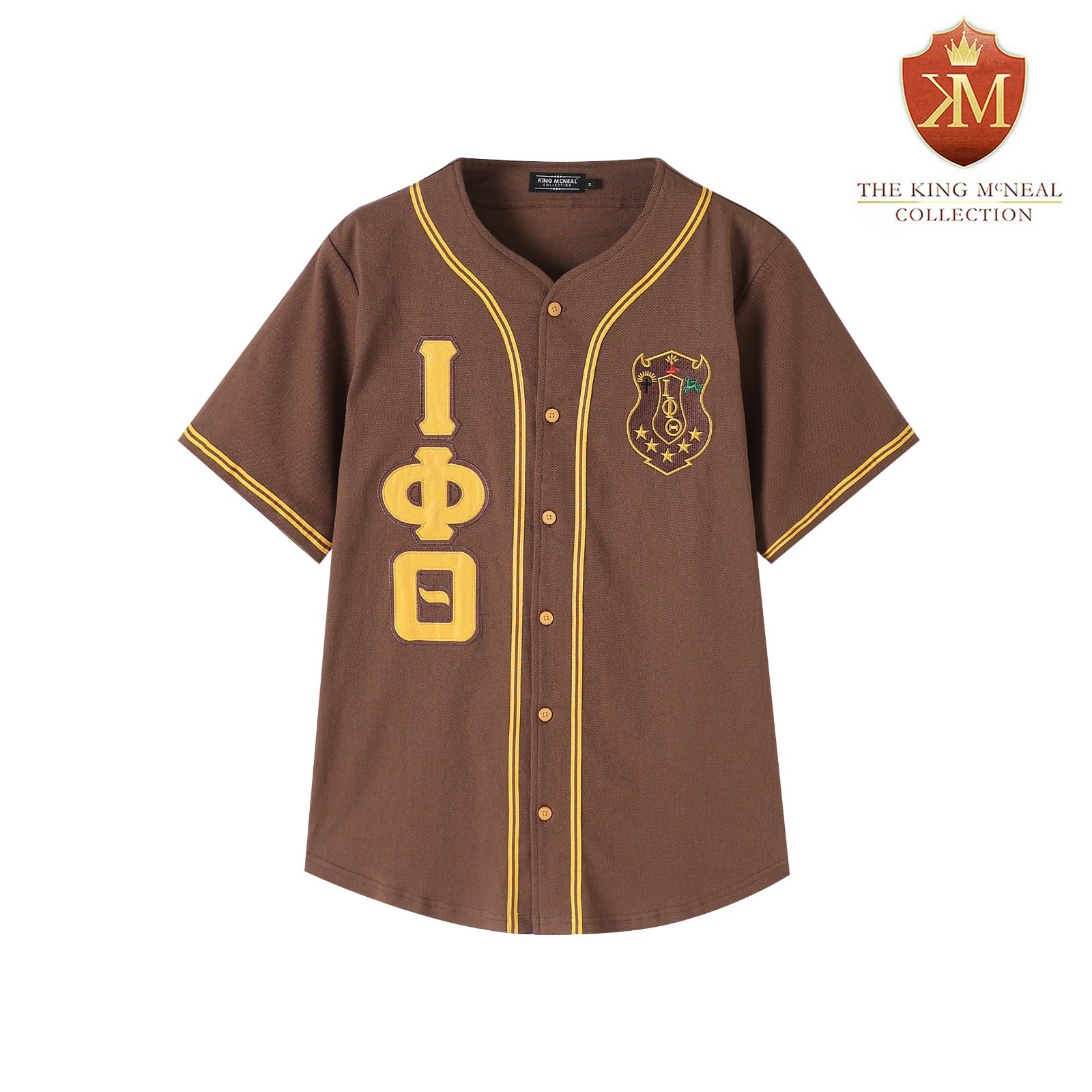 Iota Brown Button-Up Baseball Jersey