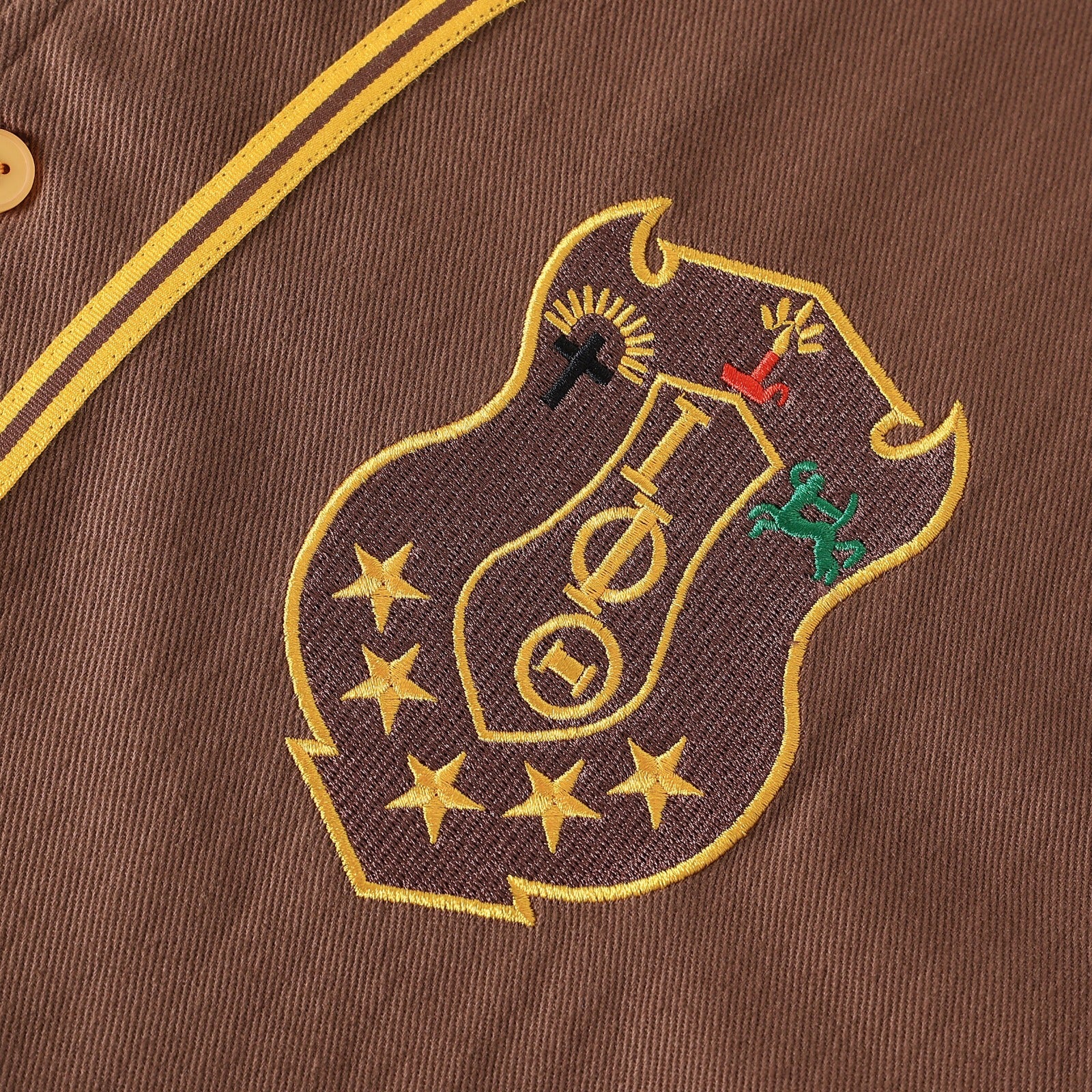 Iota Brown Button-Up Baseball Jersey