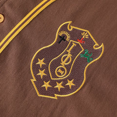 Iota Brown Button-Up Baseball Jersey