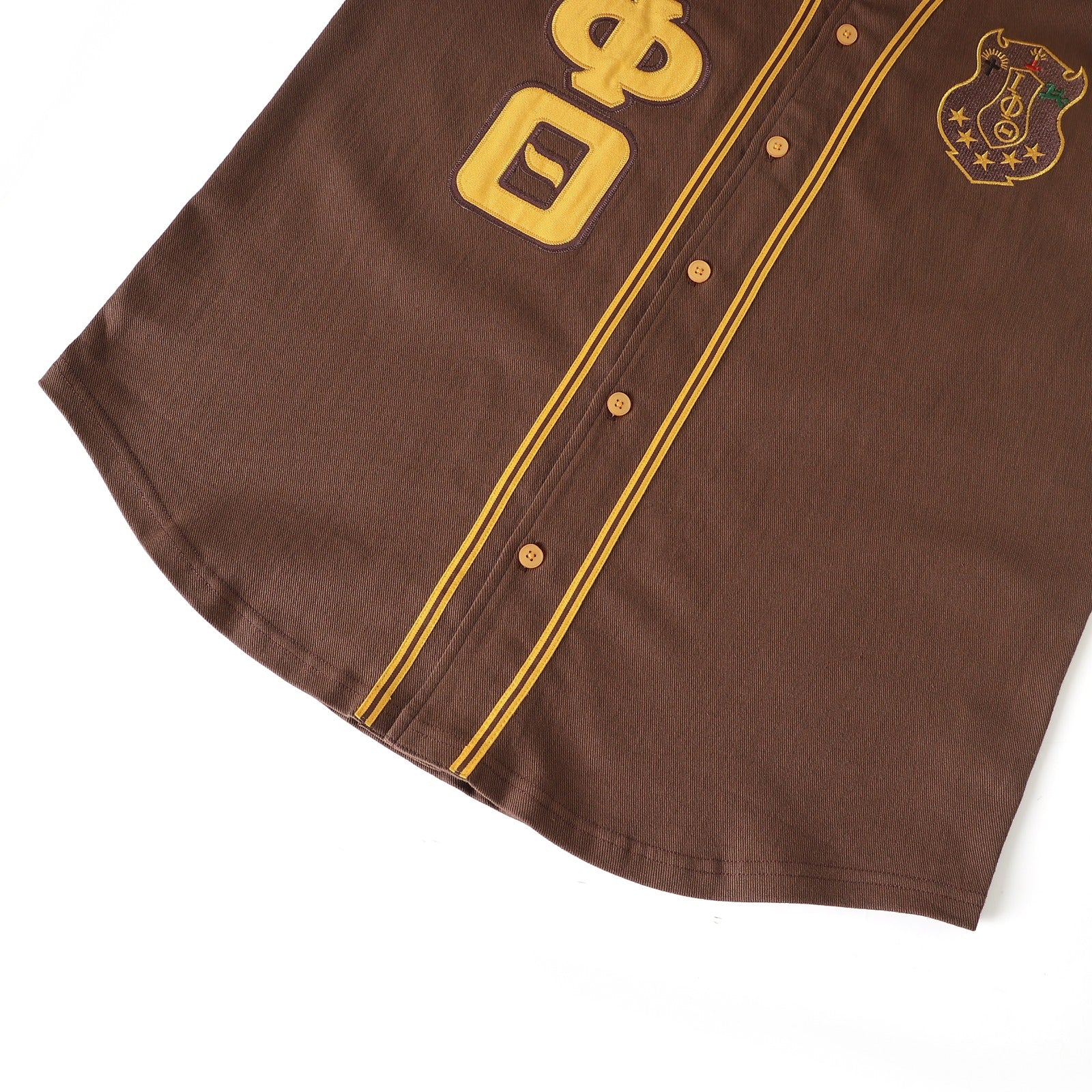 Iota Brown Button-Up Baseball Jersey