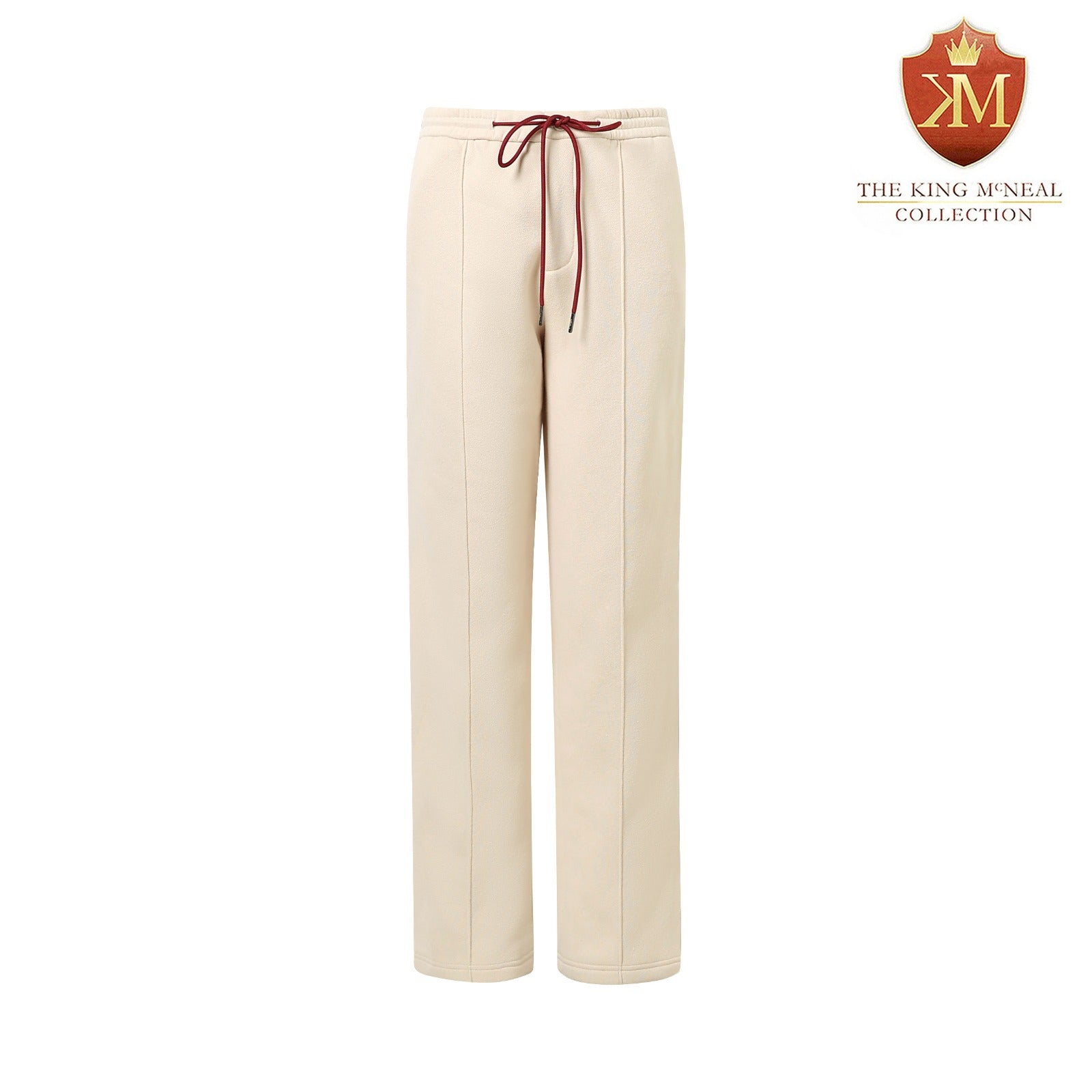 Neutral & Crimson Pleated Fleece Pants (Unisex)