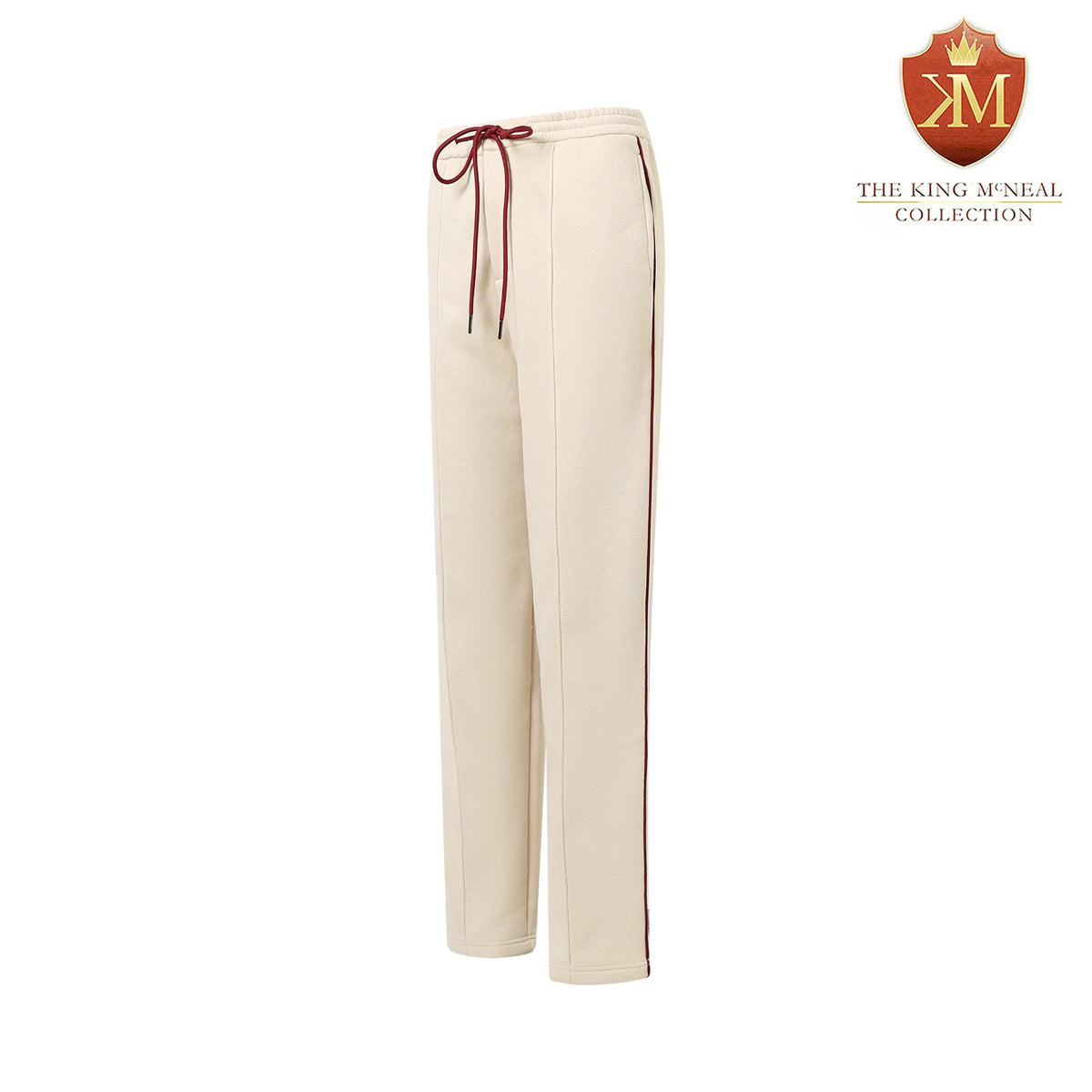 Neutral & Crimson Pleated Fleece Pants (Unisex)