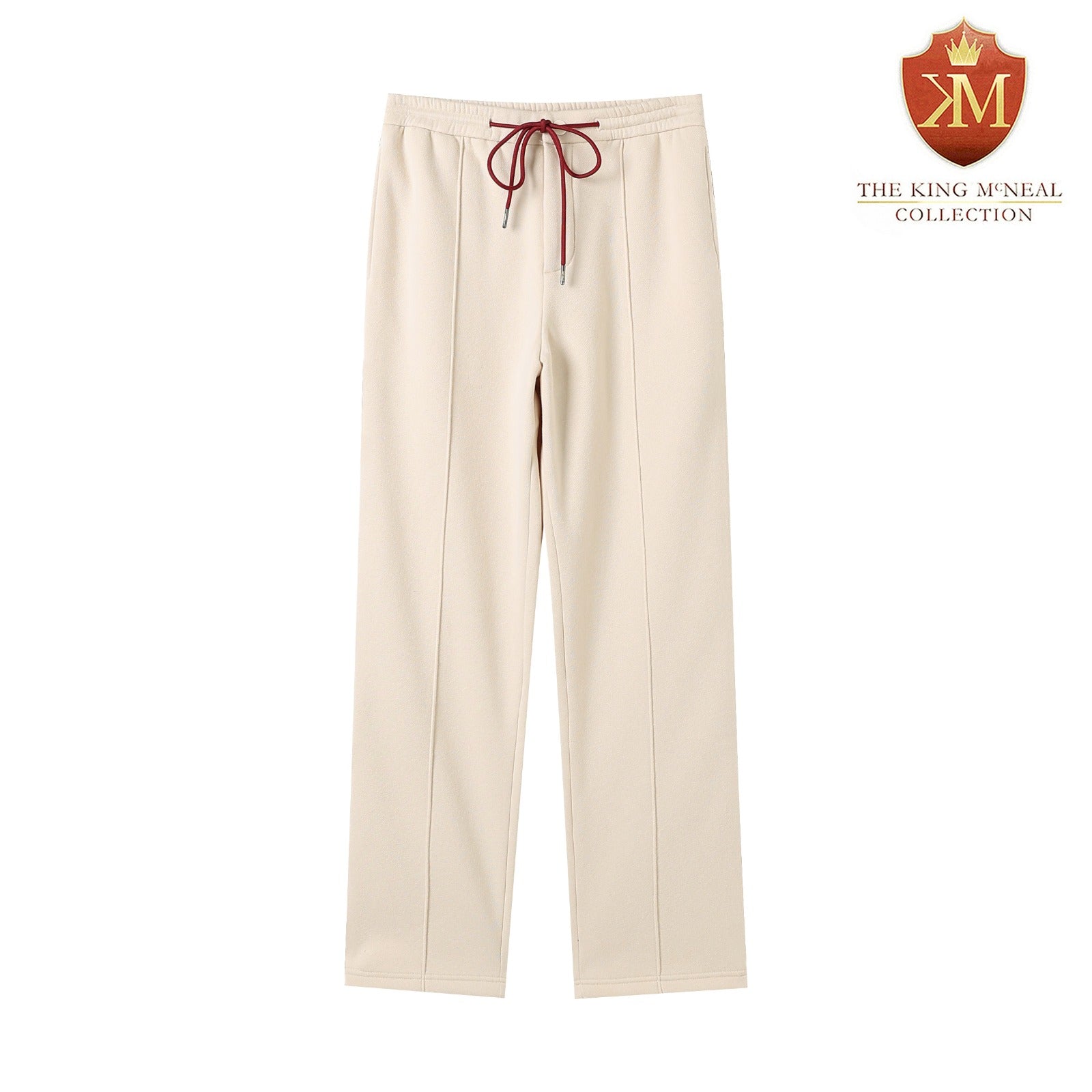 Neutral & Crimson Pleated Fleece Pants (Unisex)