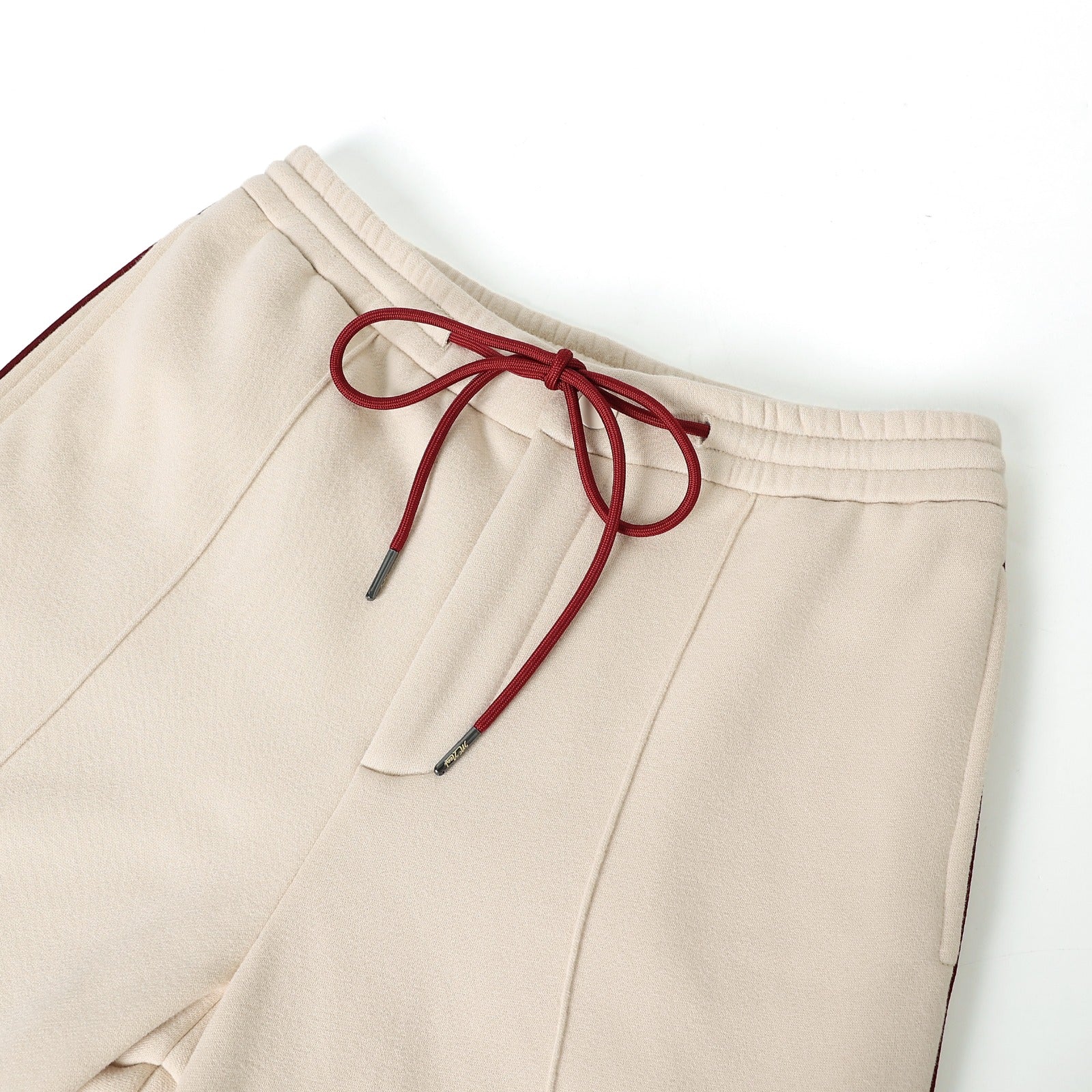 Neutral & Crimson Pleated Fleece Pants (Unisex)