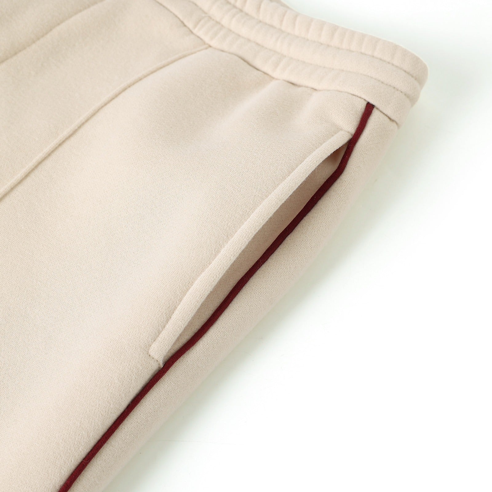 Neutral & Crimson Pleated Fleece Pants (Unisex)