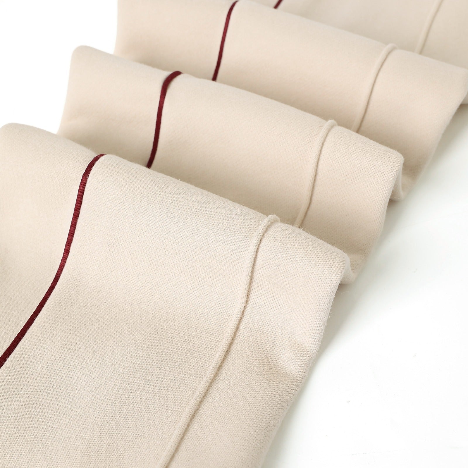 Neutral & Crimson Pleated Fleece Pants (Unisex)