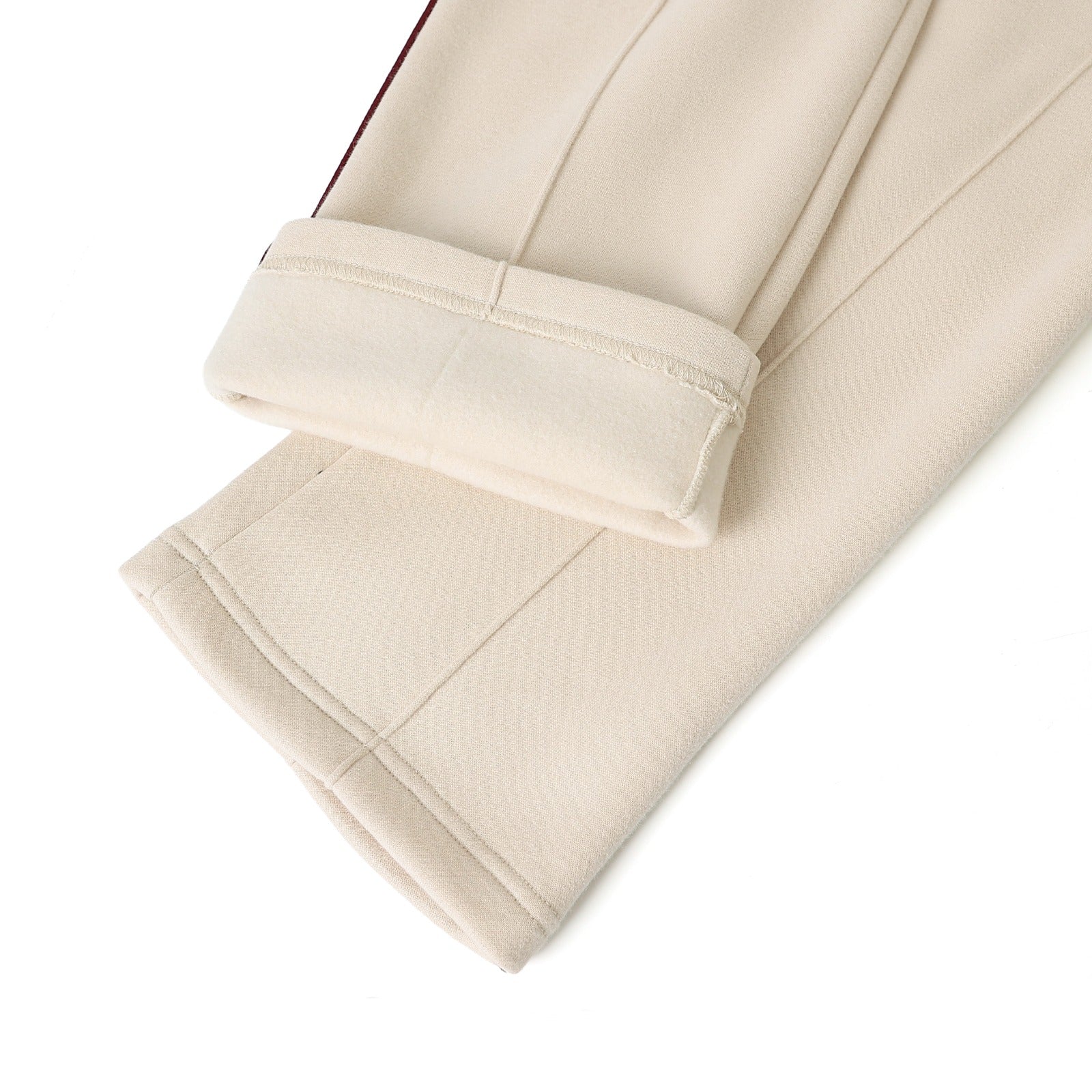 Neutral & Crimson Pleated Fleece Pants (Unisex)