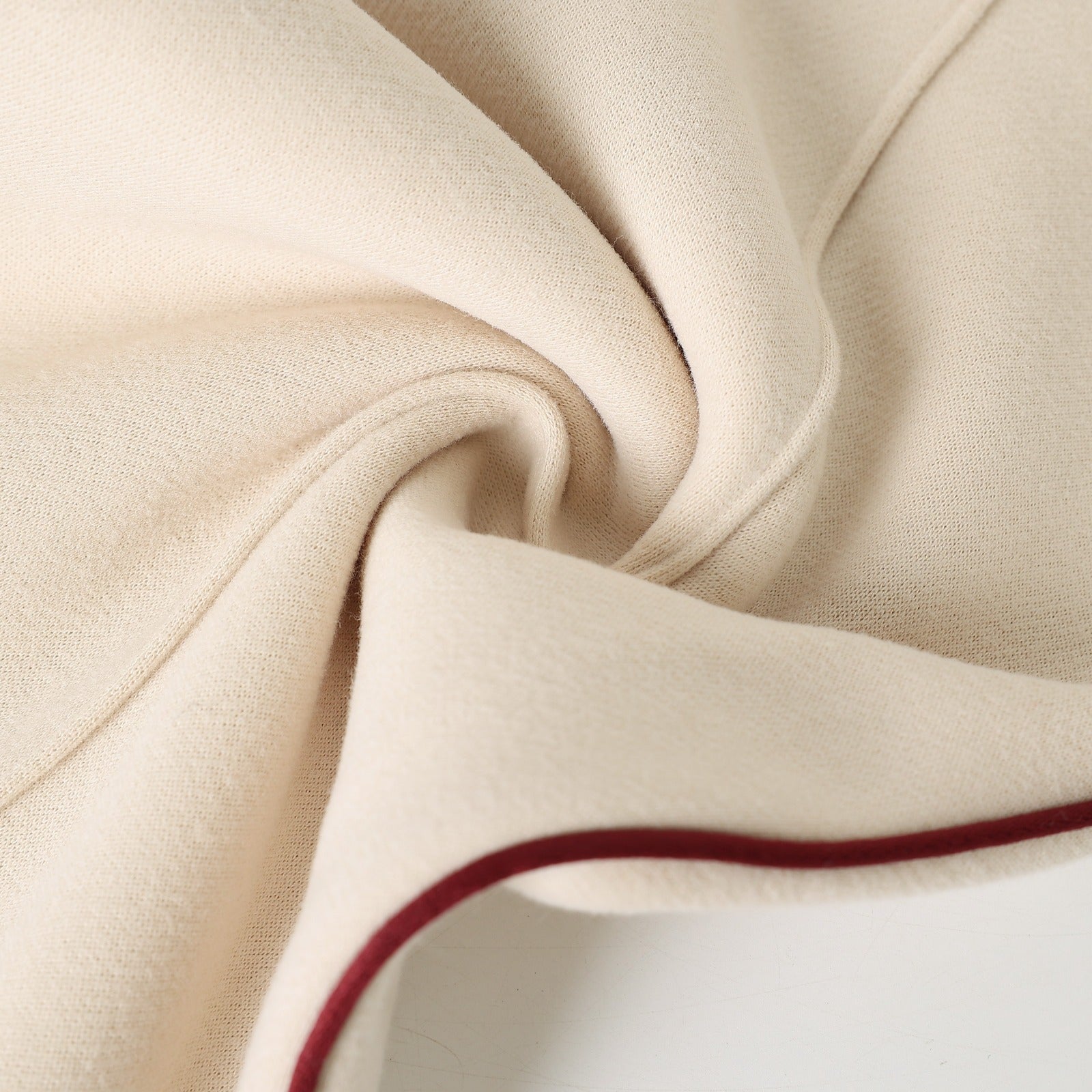 Neutral & Crimson Pleated Fleece Pants (Unisex)