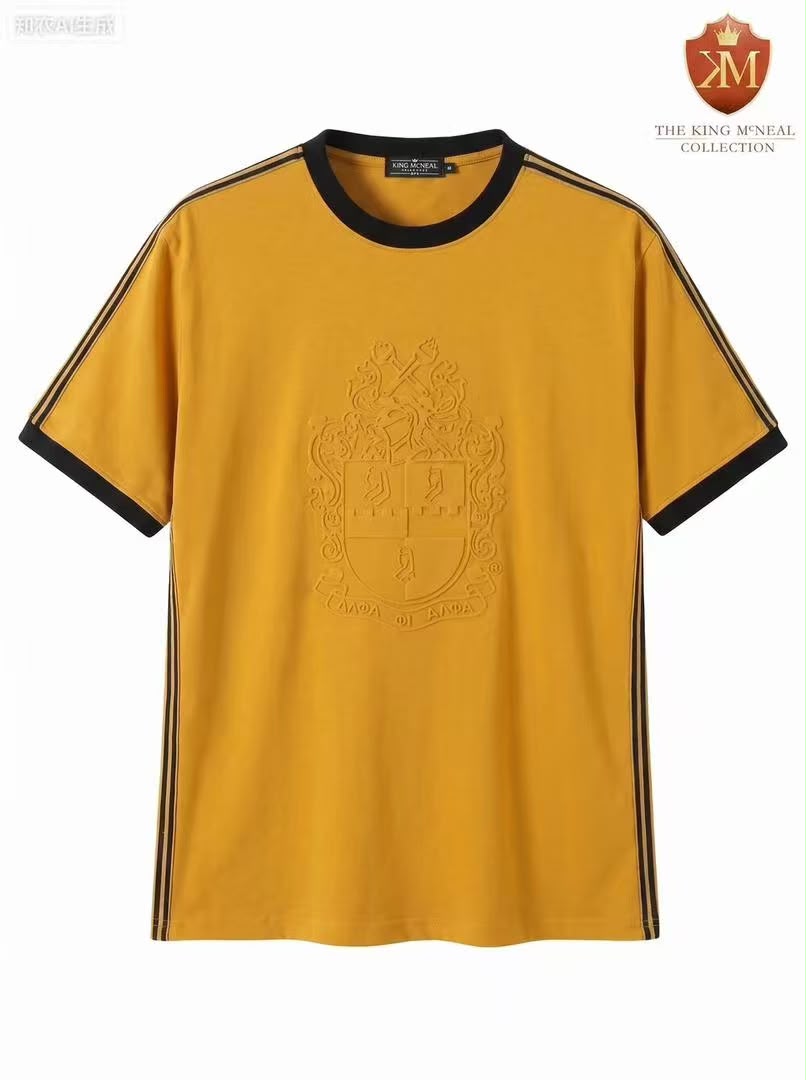 Alpha Old Gold Tapered Embossed Premium Crest Shirt