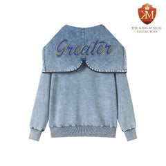 SGRHO Blue Denim Full Zip Prep Unisex Hoodie