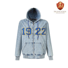 SGRHO Blue Denim Full Zip Prep Unisex Hoodie