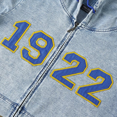 SGRHO Blue Denim Full Zip Prep Unisex Hoodie