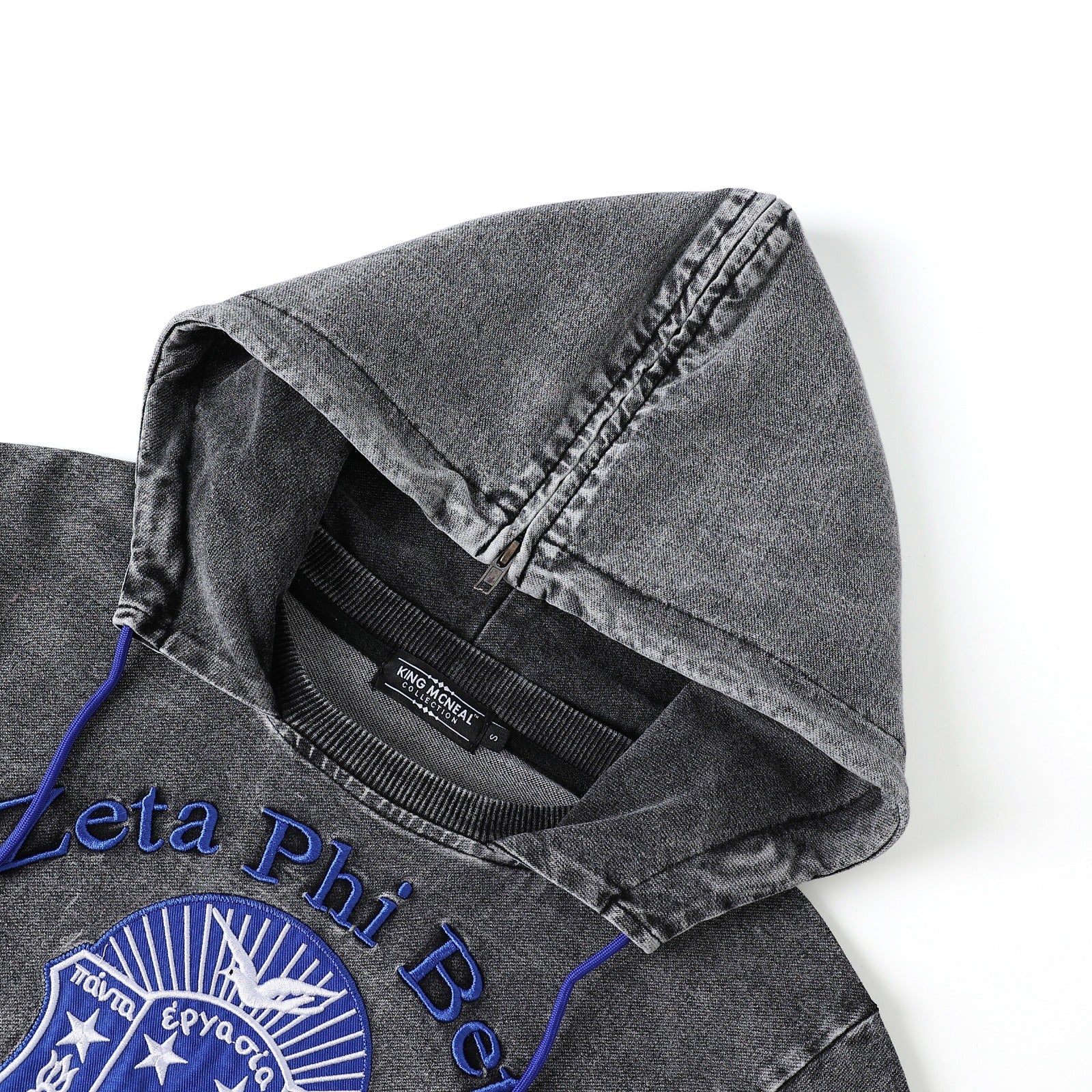 Zeta Black Denim Prep Unisex Hoodie