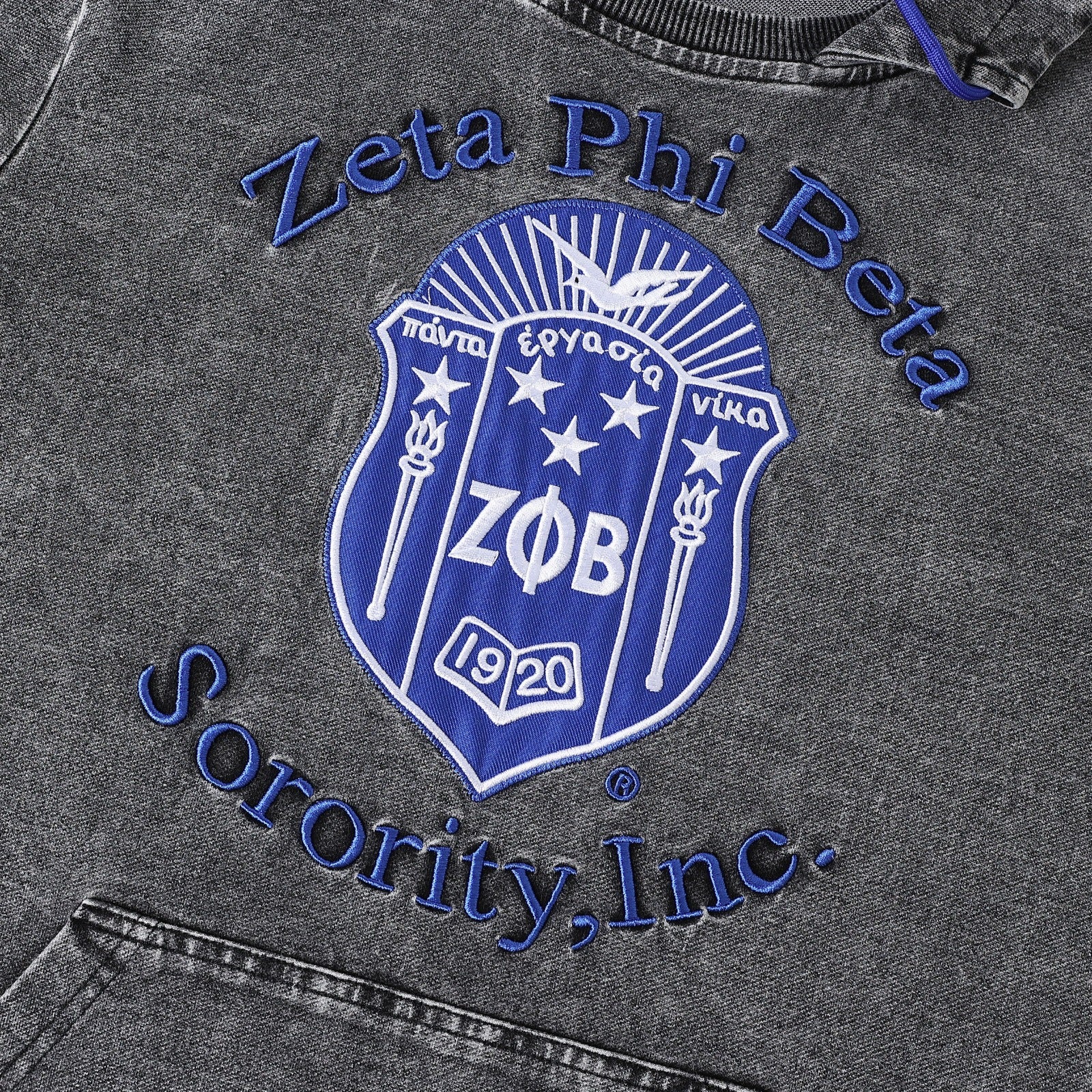 Zeta Black Denim Prep Unisex Hoodie
