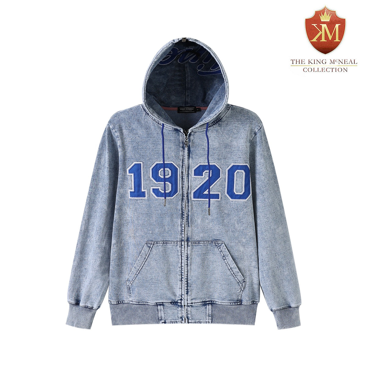 Zeta Blue Denim Full Zip Prep Unisex Hoodie