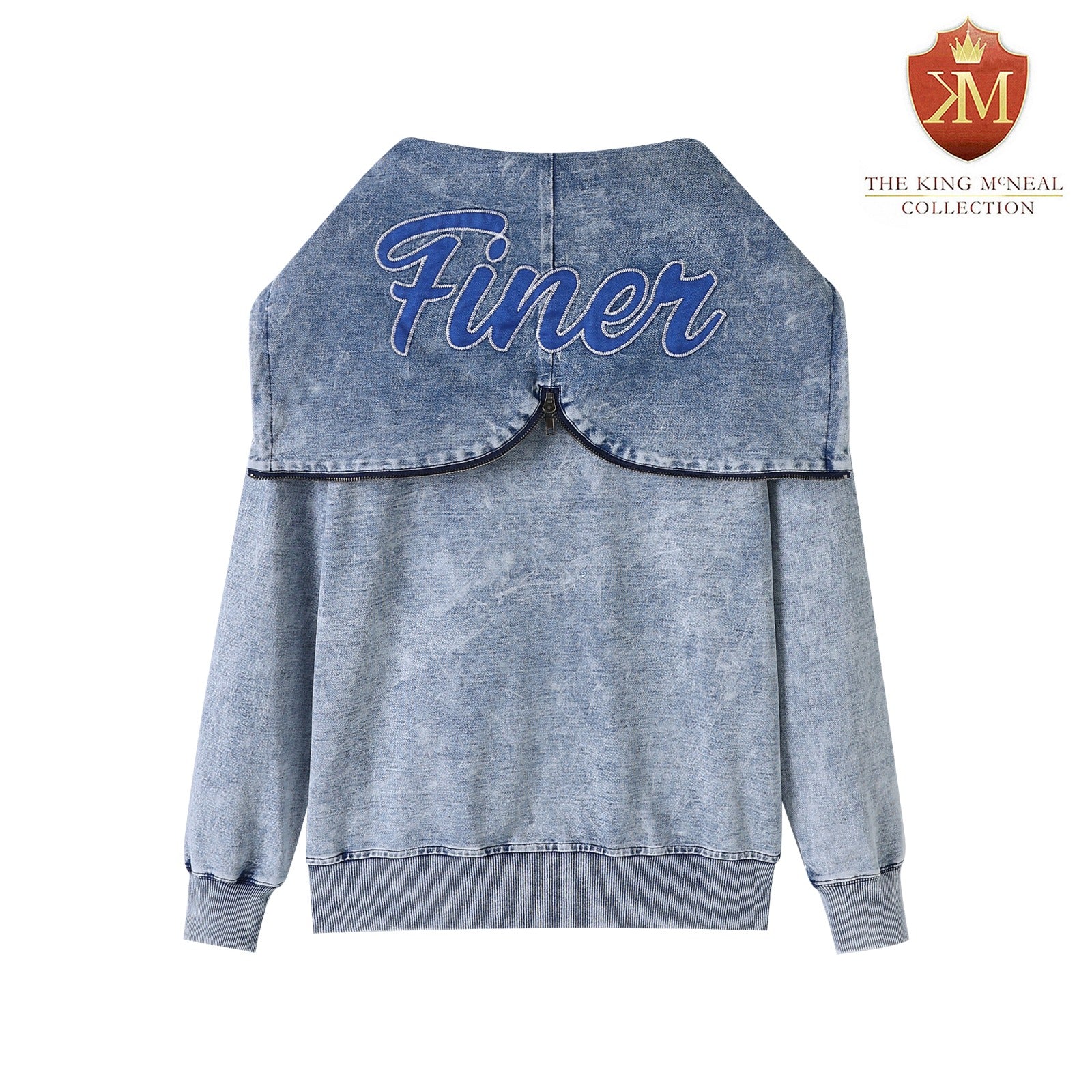 Zeta Blue Denim Full Zip Prep Unisex Hoodie