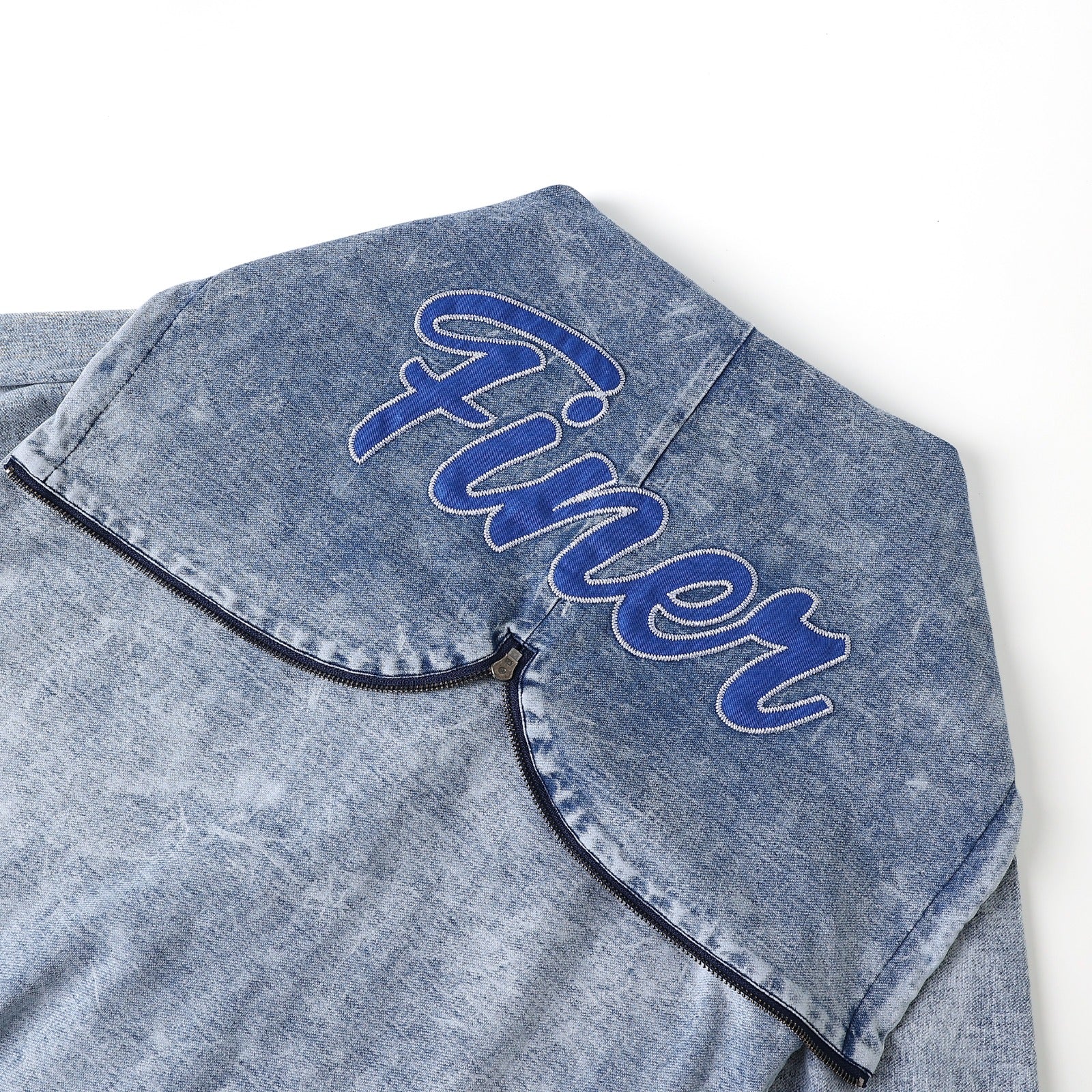 Zeta Blue Denim Full Zip Prep Unisex Hoodie
