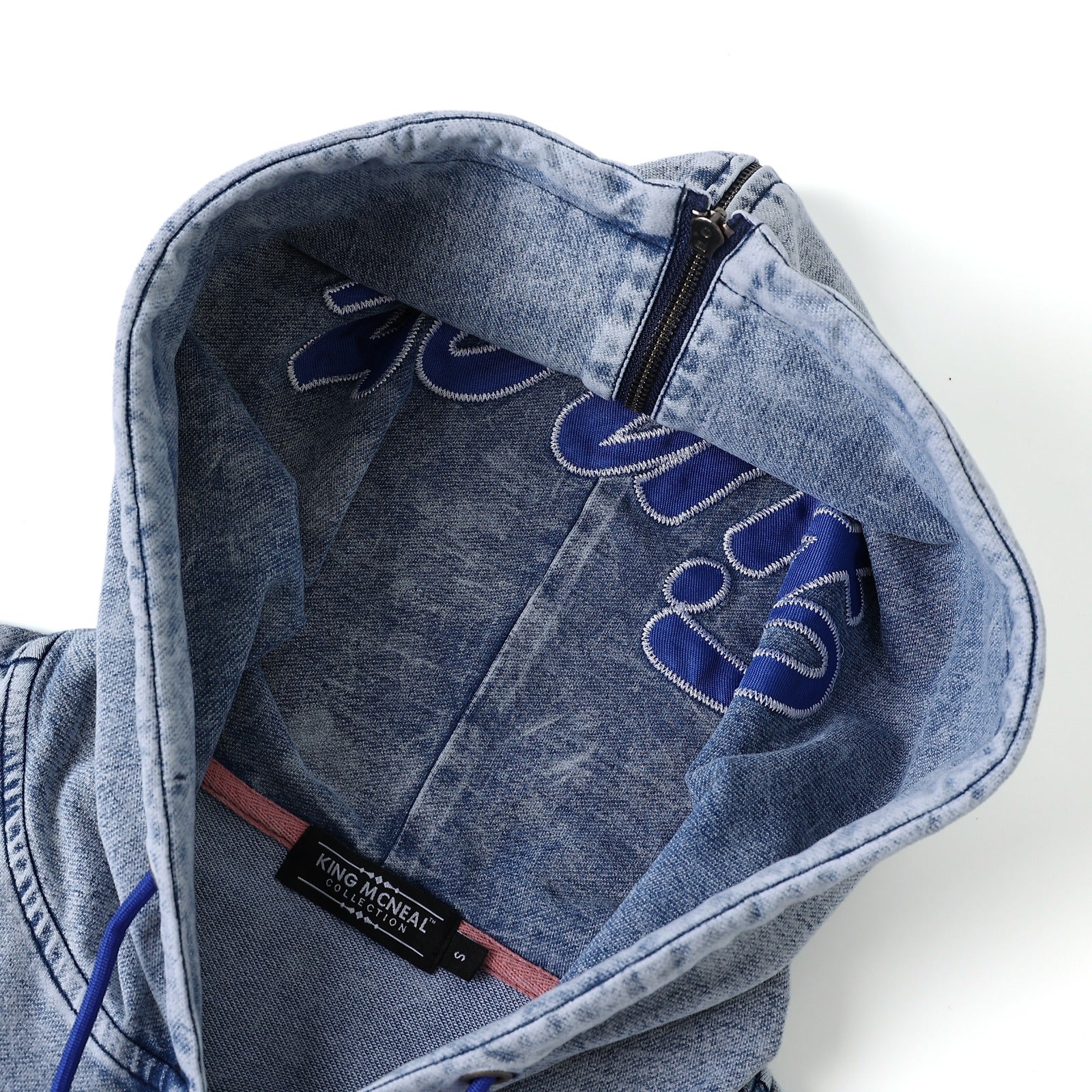Zeta Blue Denim Full Zip Prep Unisex Hoodie