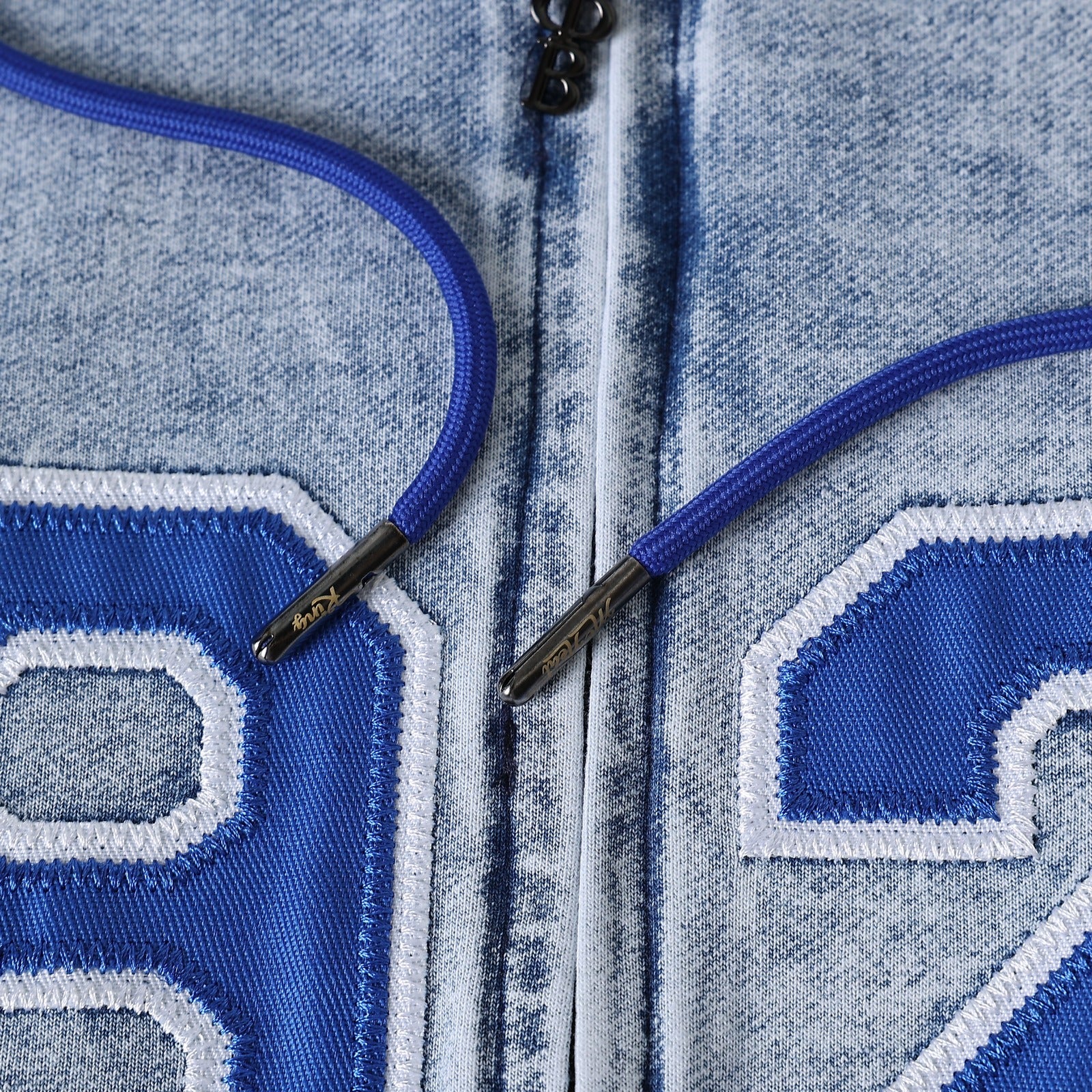 Zeta Blue Denim Full Zip Prep Unisex Hoodie