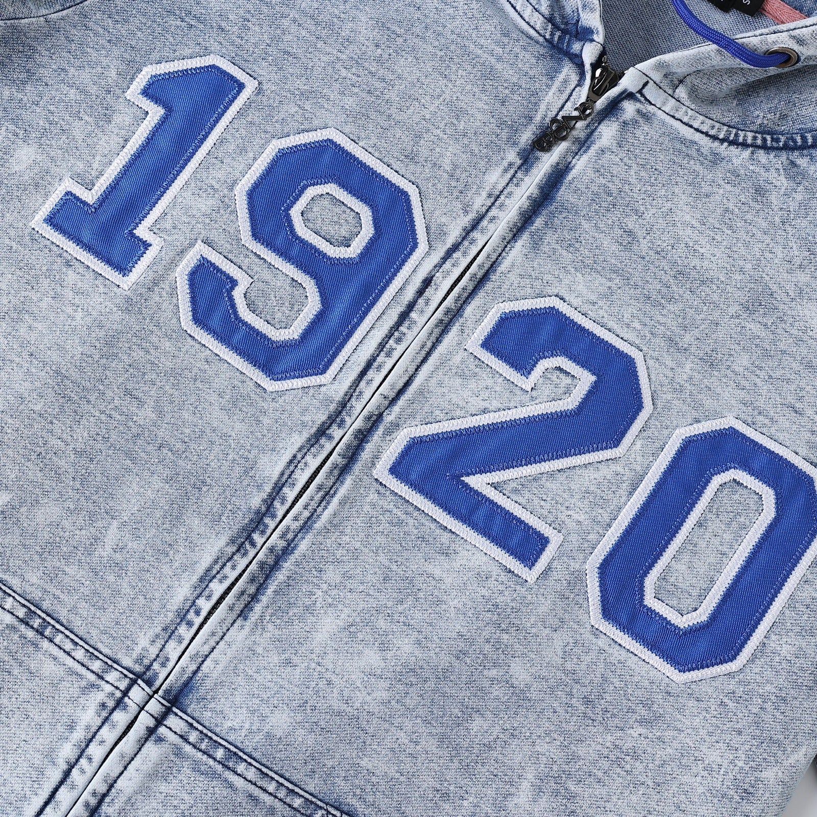 Zeta Blue Denim Full Zip Prep Unisex Hoodie