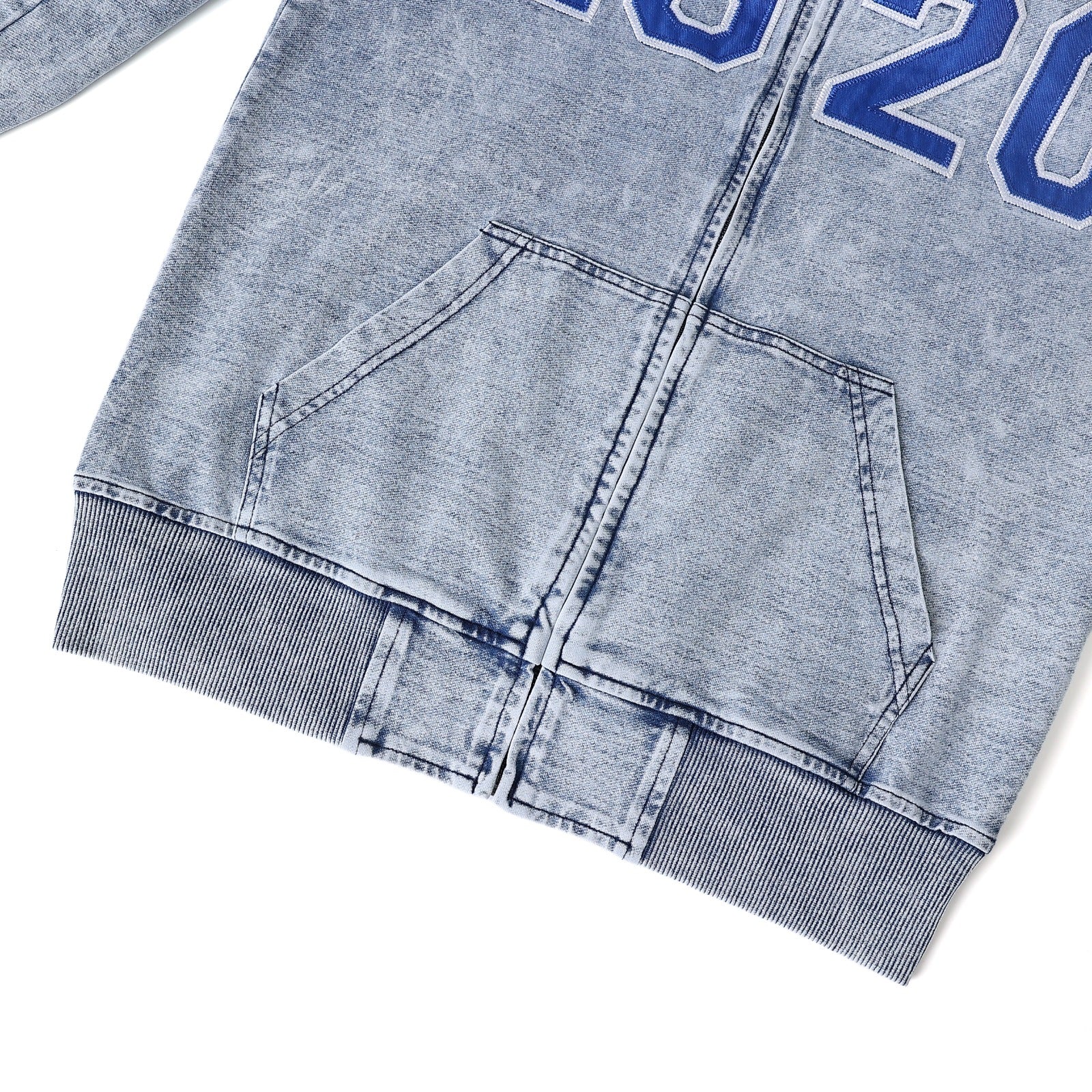 Zeta Blue Denim Full Zip Prep Unisex Hoodie