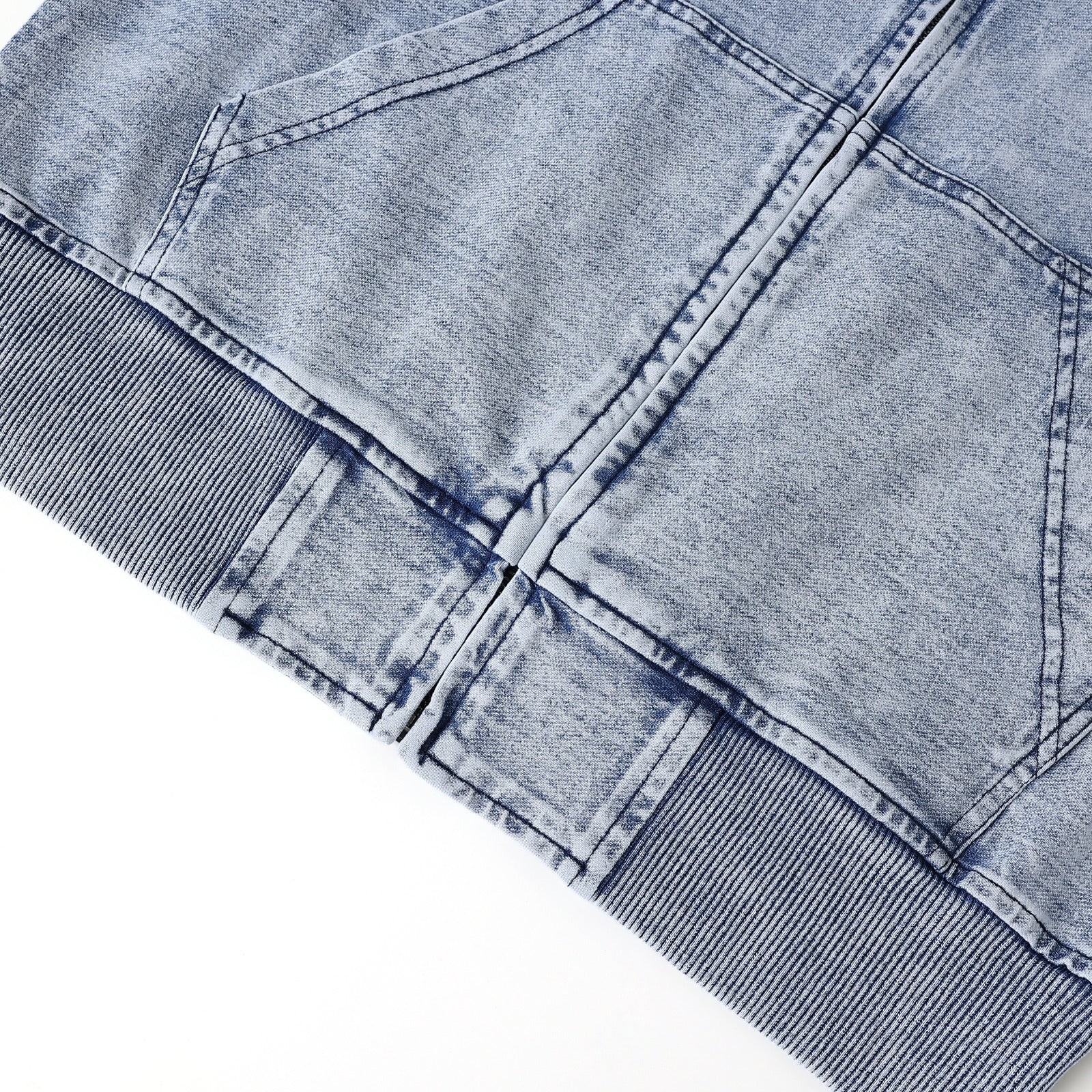Zeta Blue Denim Full Zip Prep Unisex Hoodie