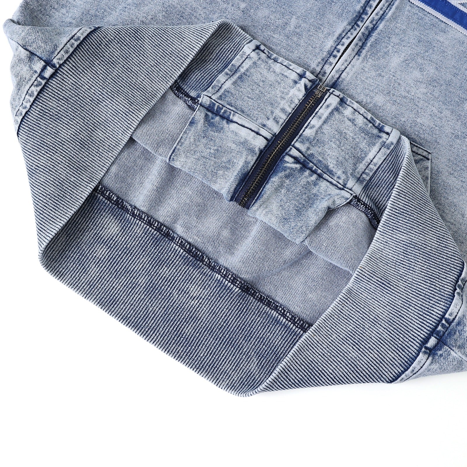 Zeta Blue Denim Full Zip Prep Unisex Hoodie