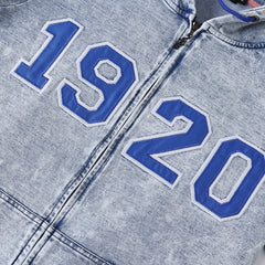 Zeta Blue Denim Full Zip Prep Unisex Hoodie