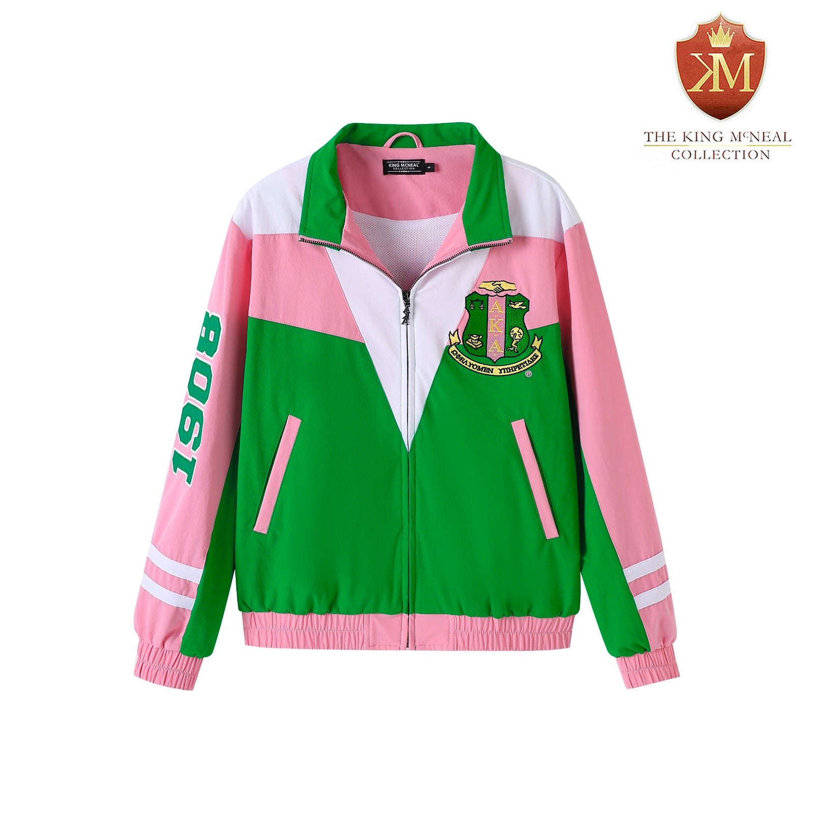 AKA Green Full Zip Windbreaker Tech Jacket (Unisex)