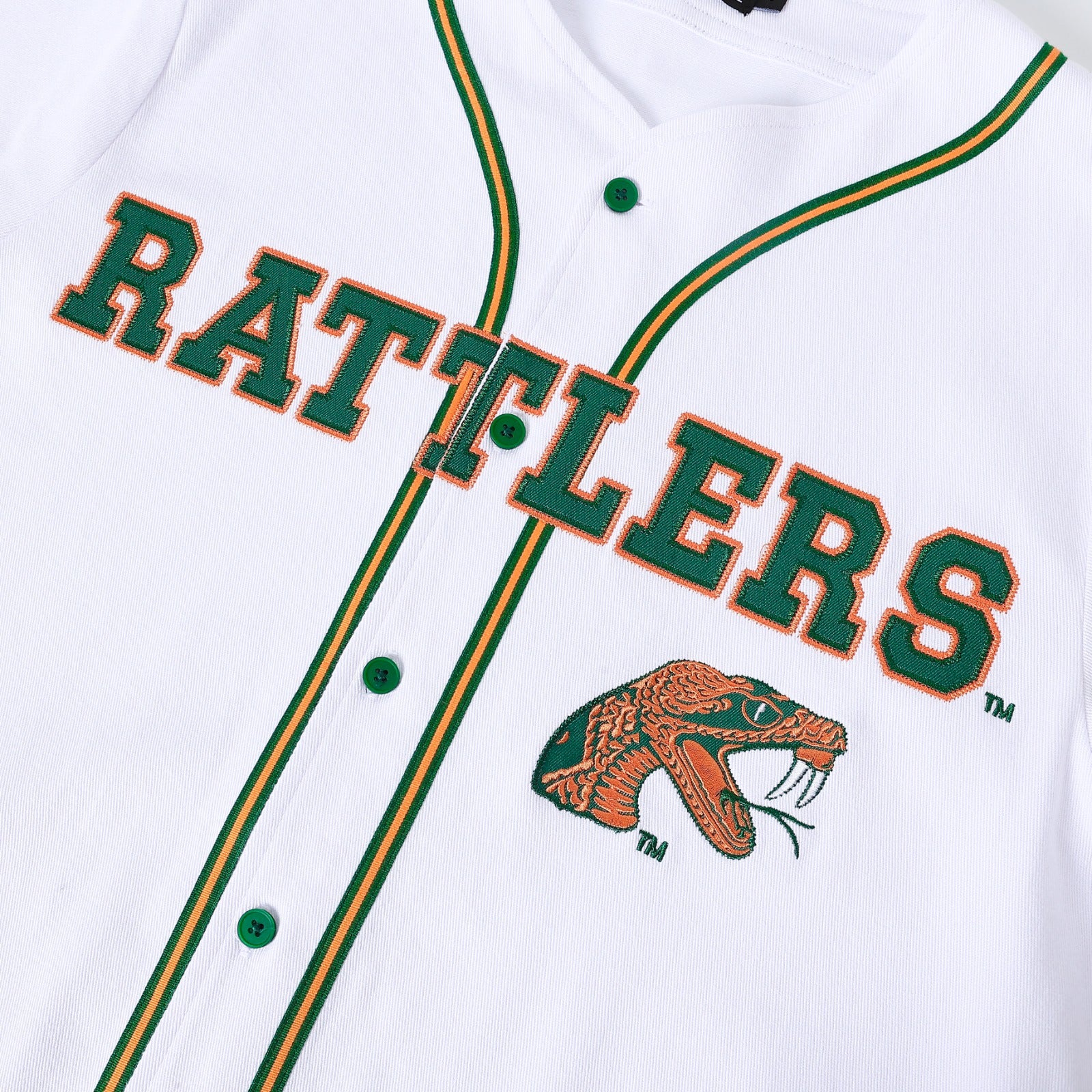 FAMU Rattlers White Button Up Baseball Jersey (Unisex)