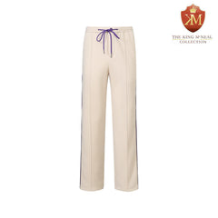 Neutral & Purple Pleated Fleece Pants