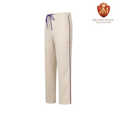 Neutral & Purple Pleated Fleece Pants
