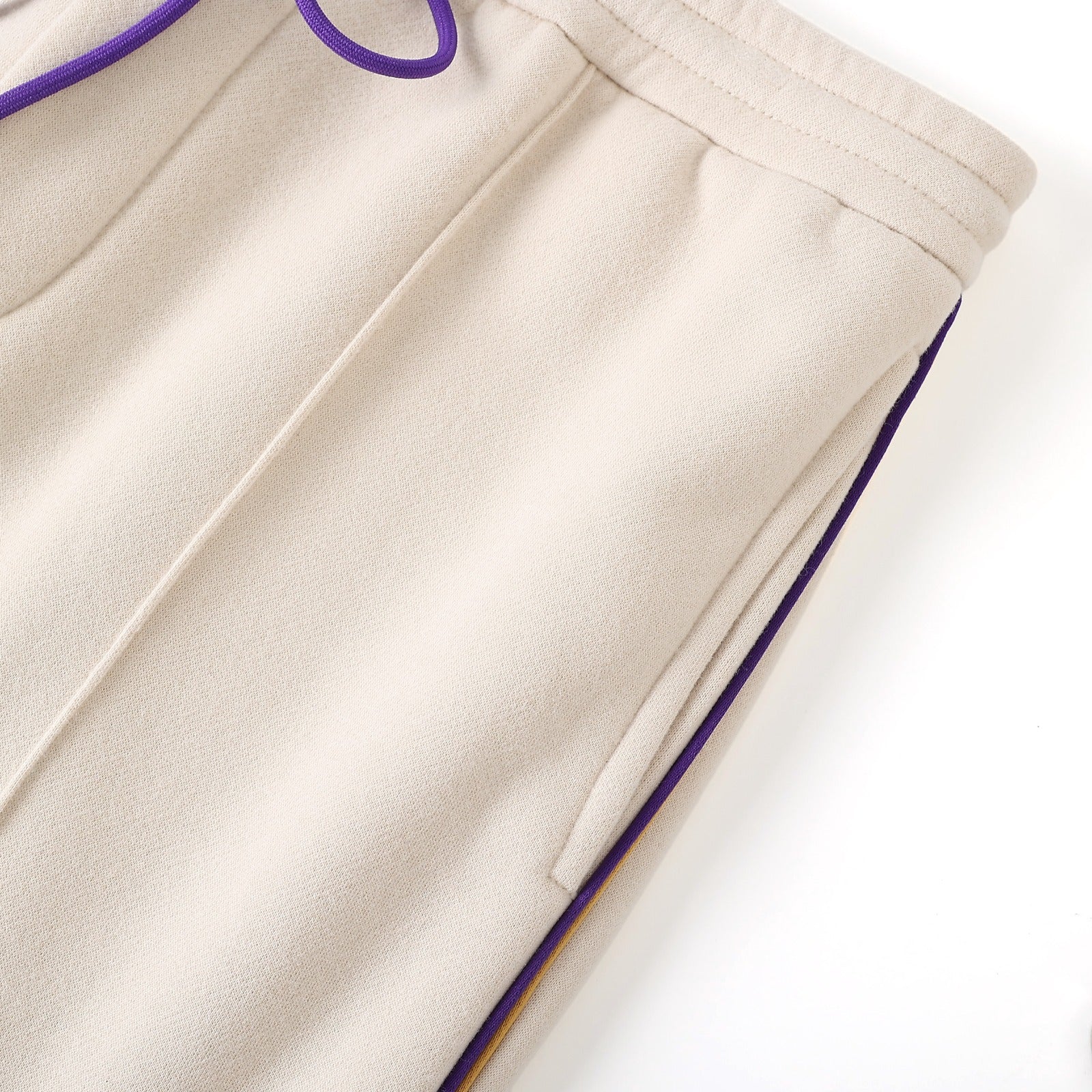 Neutral & Purple Pleated Fleece Pants