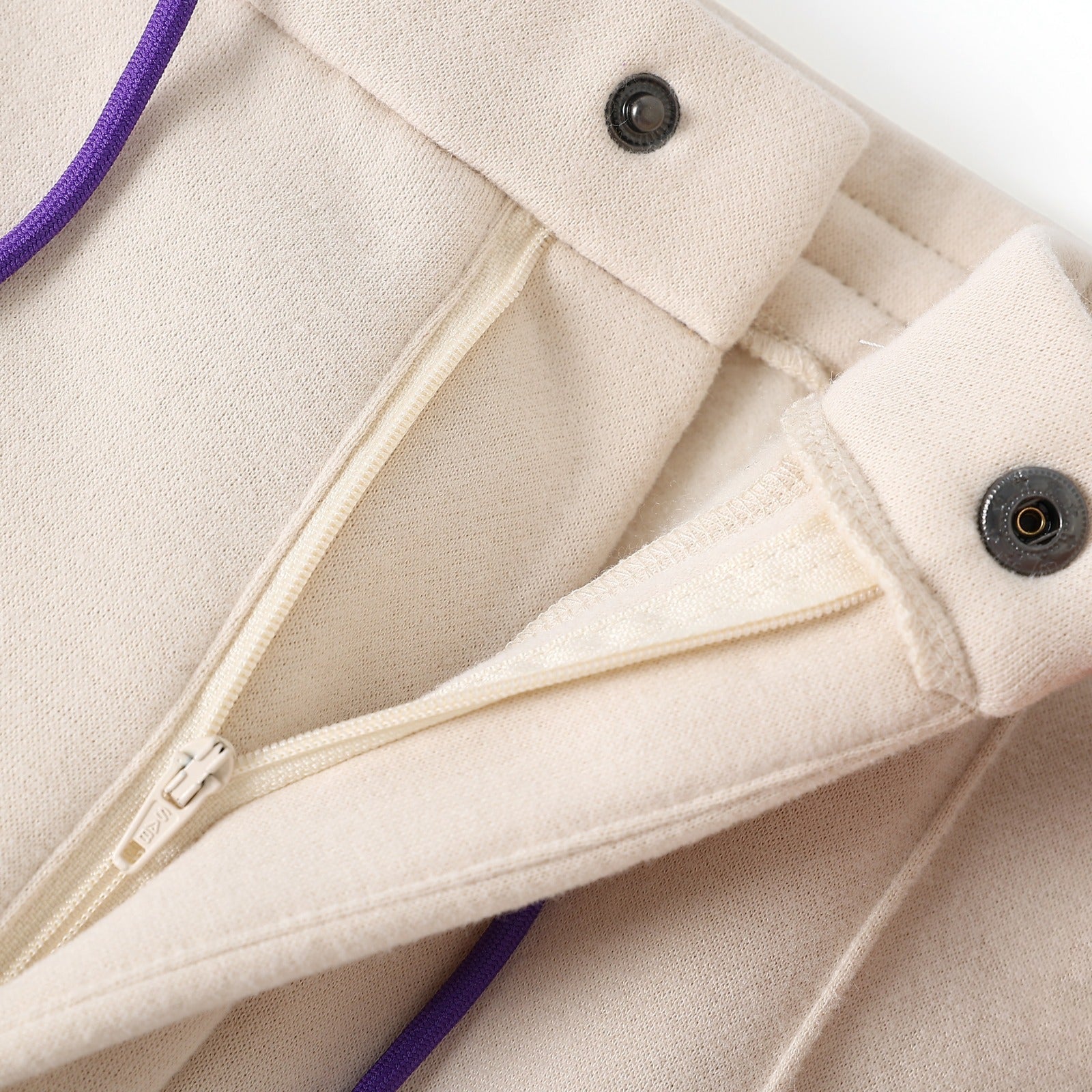 Neutral & Purple Pleated Fleece Pants