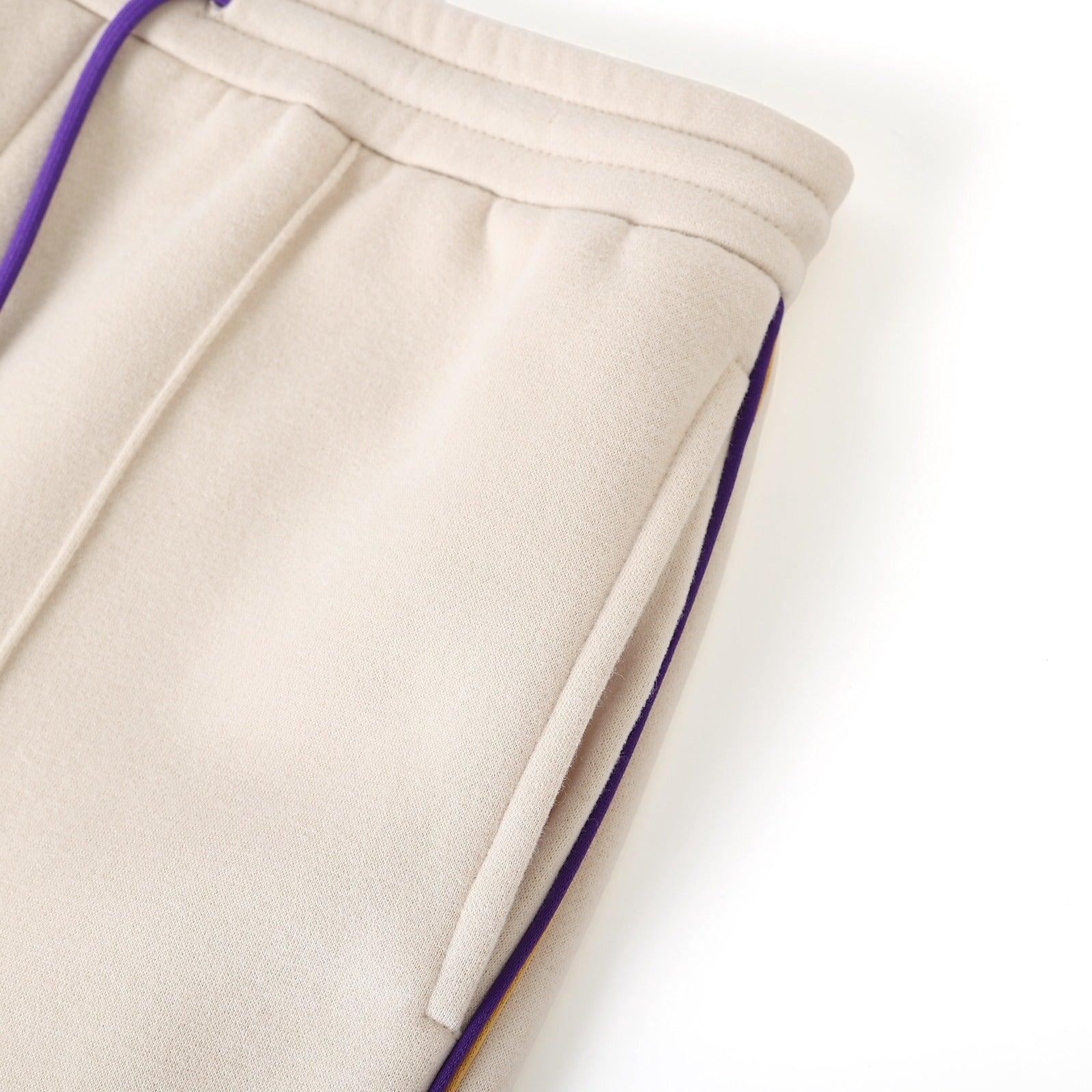 Neutral & Purple Pleated Fleece Pants
