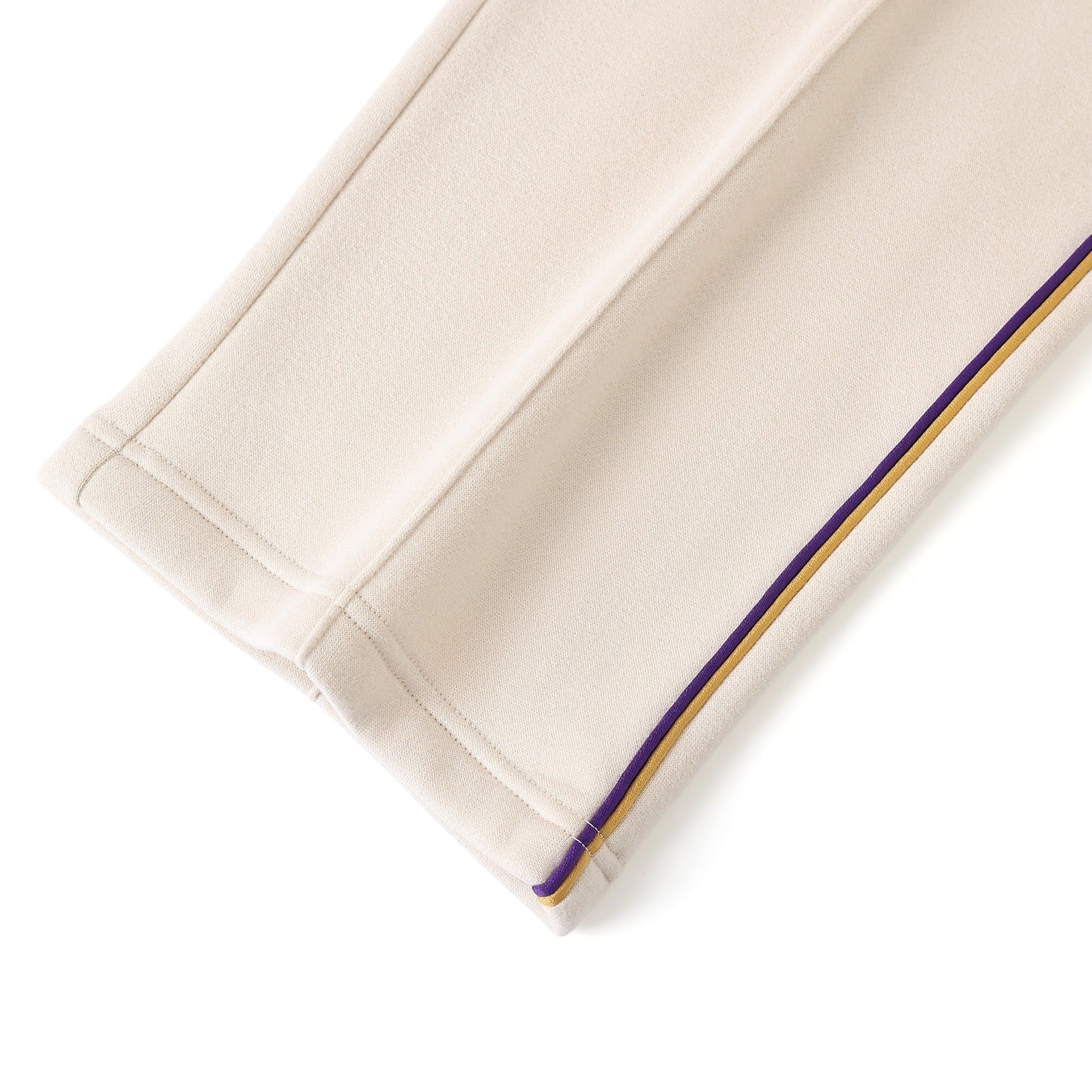 Neutral & Purple Pleated Fleece Pants