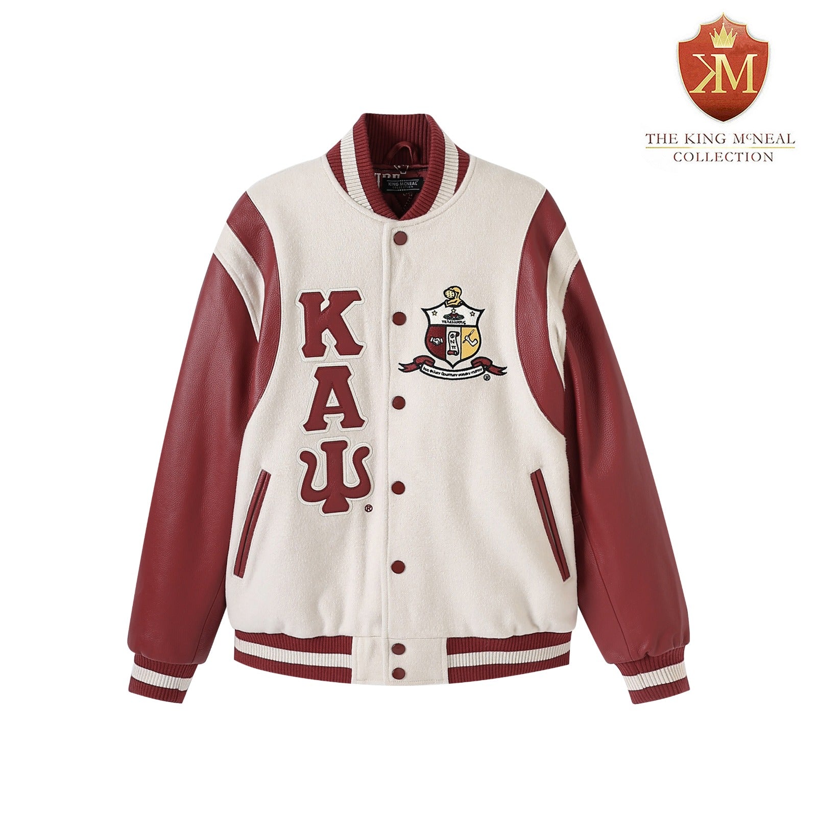 Kappa Alpha Psi Neutral Wool And Leather Letterman Jacket