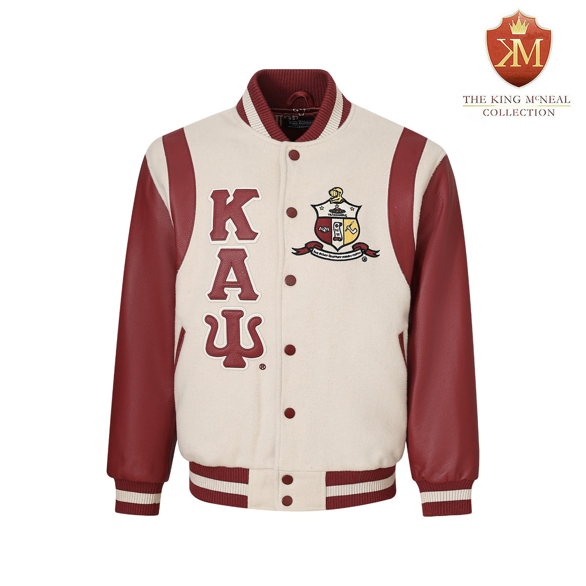 Kappa Alpha Psi Neutral Wool And Leather Letterman Jacket