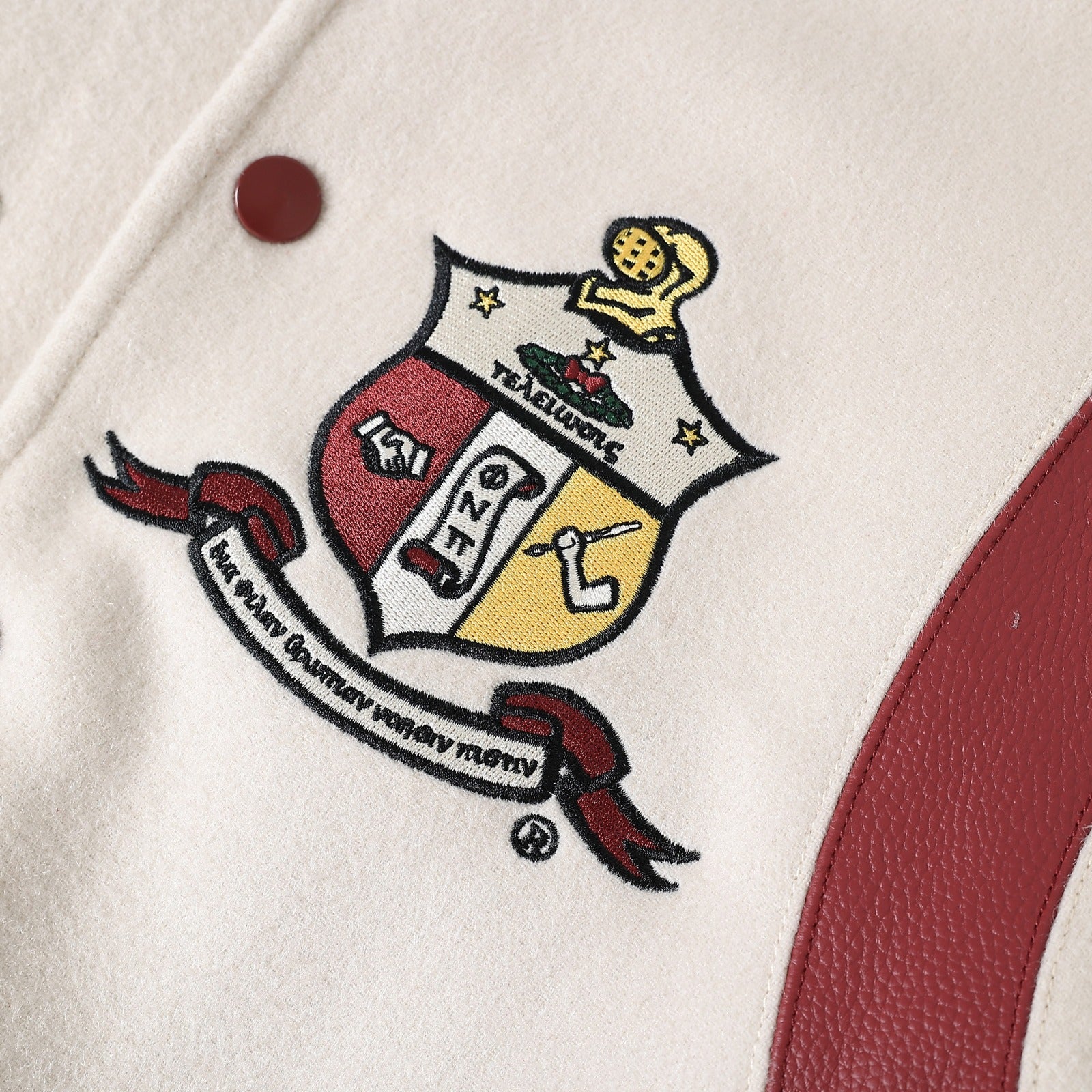 Kappa Alpha Psi Neutral Wool And Leather Letterman Jacket