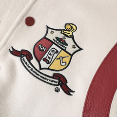 Kappa Alpha Psi Neutral Wool And Leather Letterman Jacket