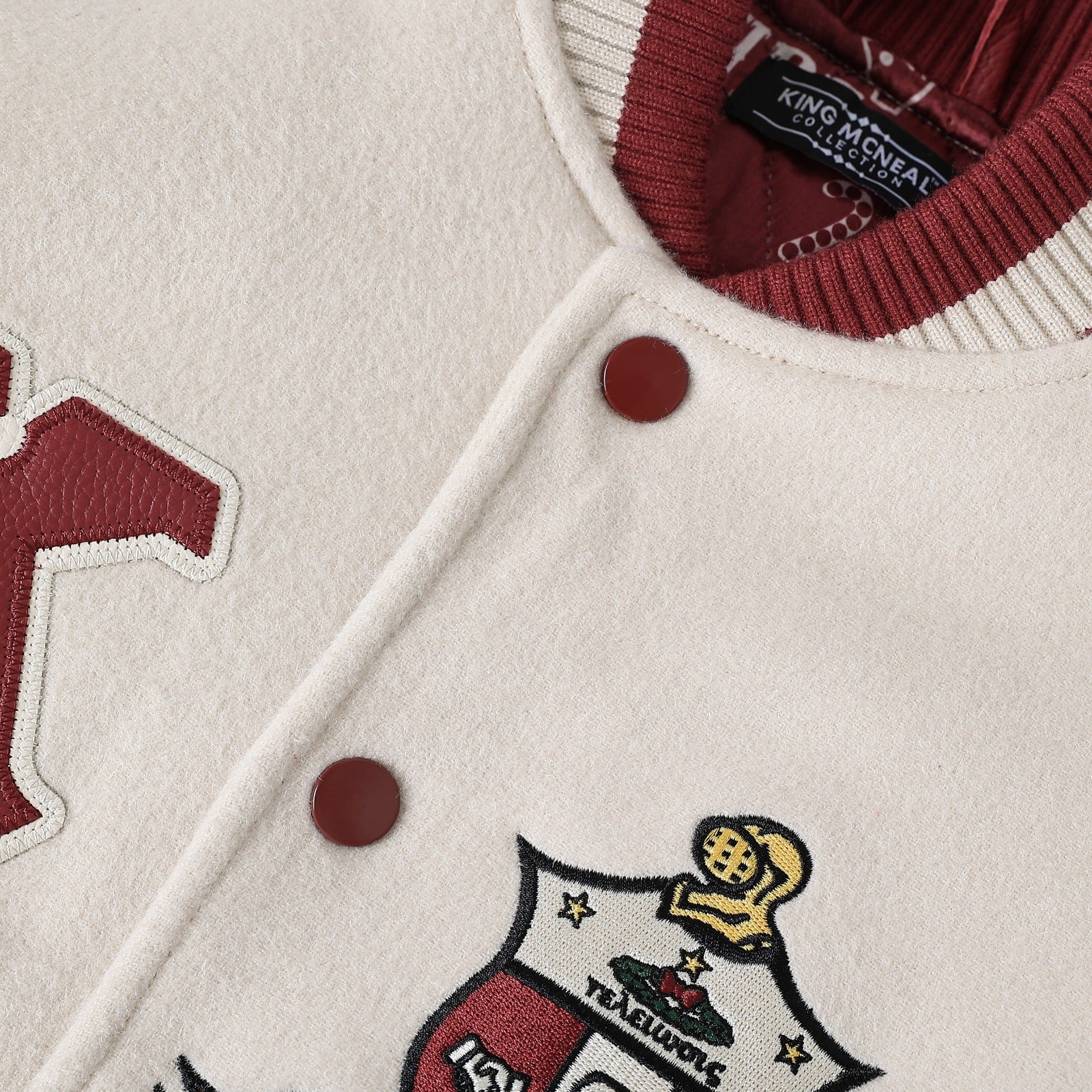 Kappa Alpha Psi Neutral Wool And Leather Letterman Jacket