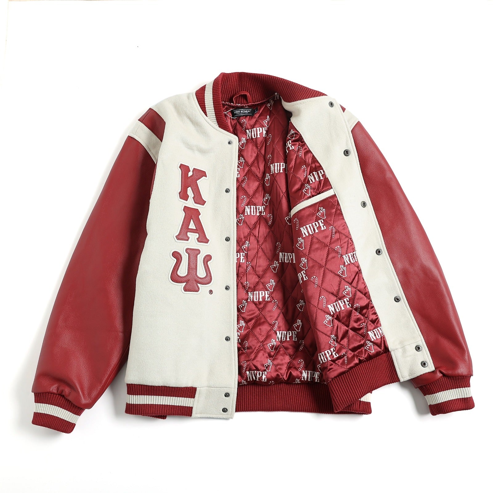 Kappa Alpha Psi Neutral Wool And Leather Letterman Jacket