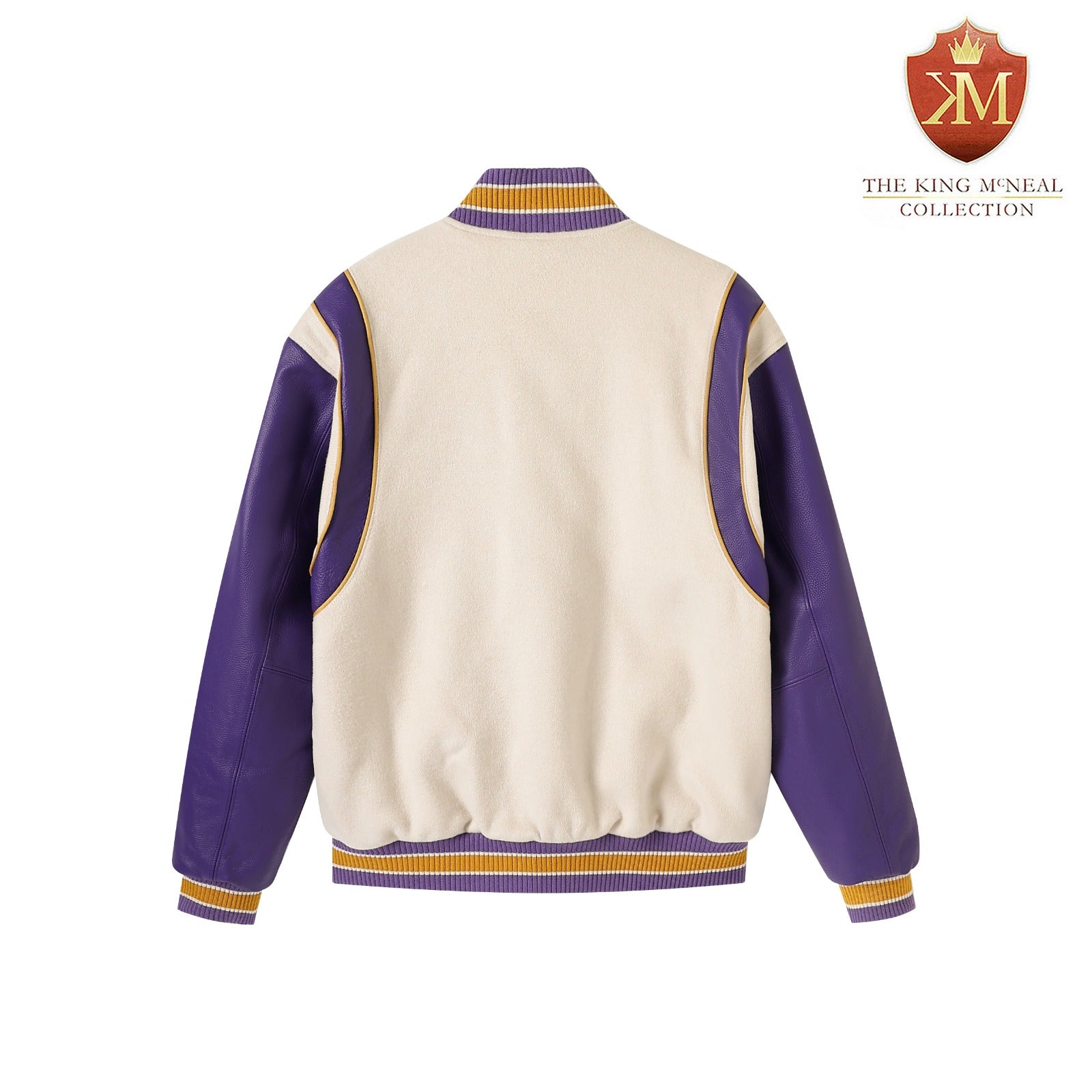 Omega Psi Phi Neutral Wool And Leather Letterman Jacket