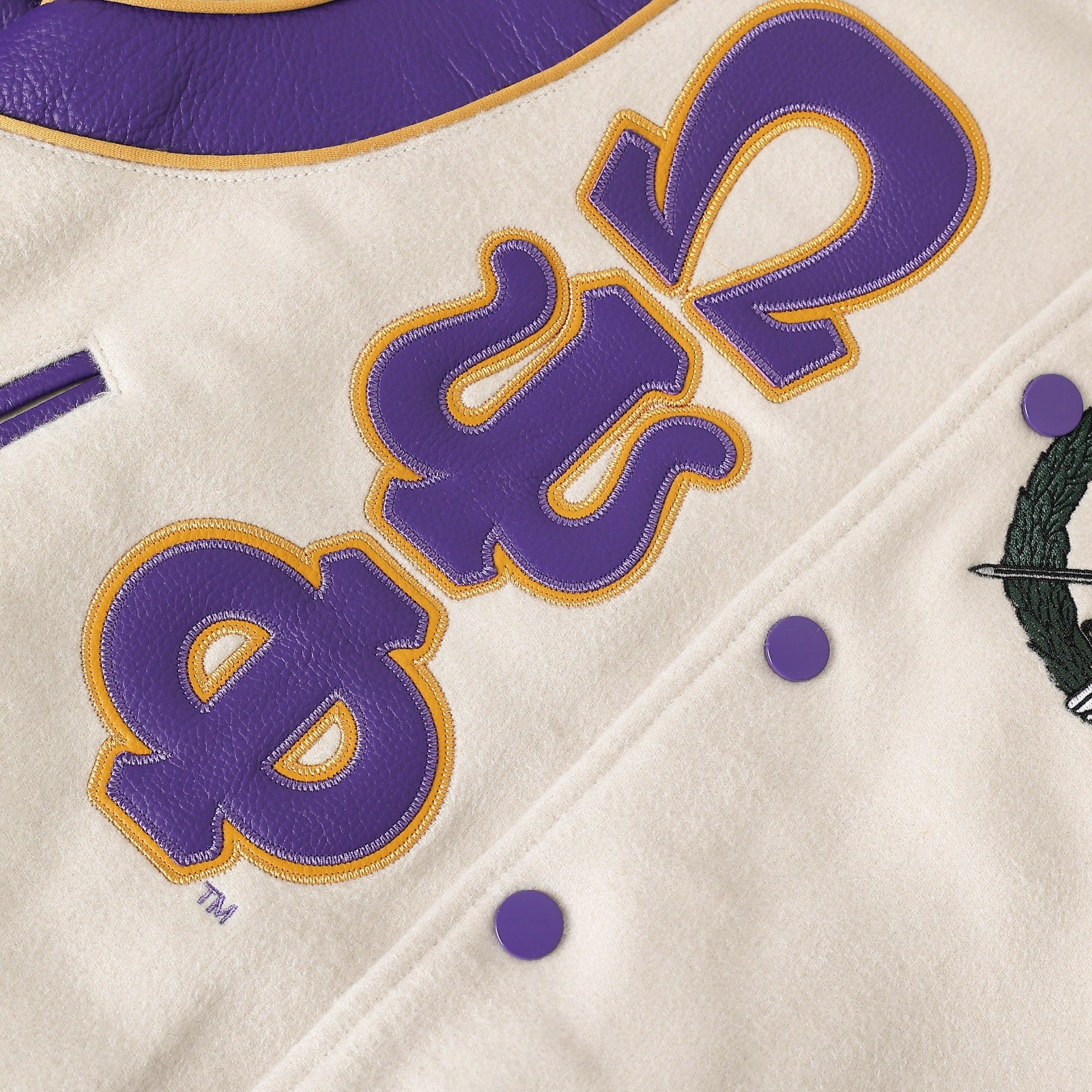 Omega Psi Phi Neutral Wool And Leather Letterman Jacket