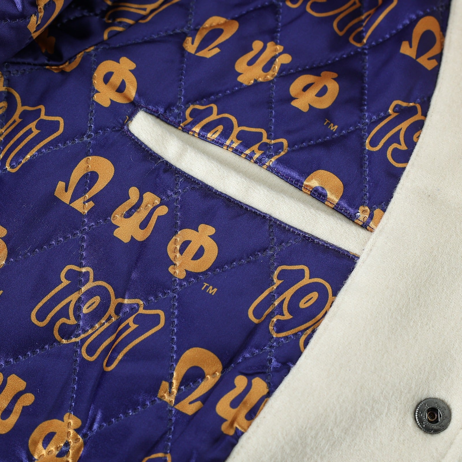 Omega Psi Phi Neutral Wool And Leather Letterman Jacket