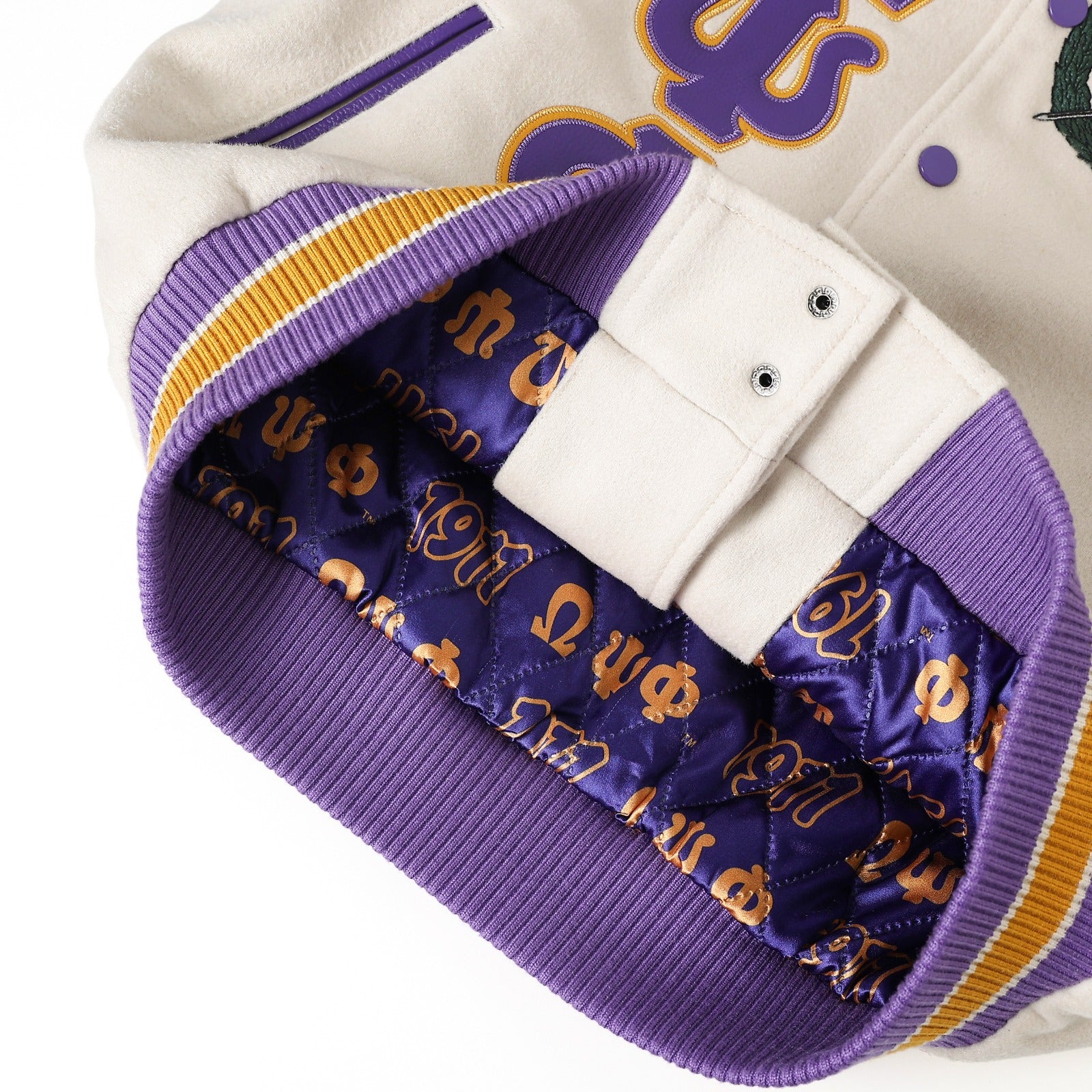 Omega Psi Phi Neutral Wool And Leather Letterman Jacket