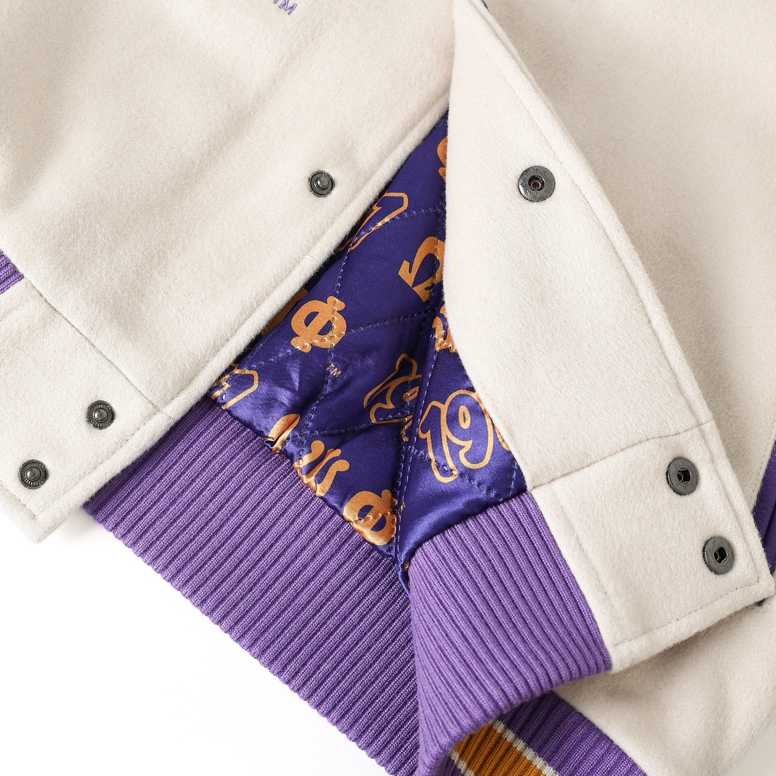 Omega Psi Phi Neutral Wool And Leather Letterman Jacket