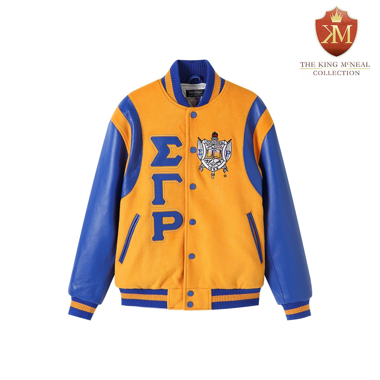 Sigma Gamma Rho Gold Wool And Leather Letterman Jacket